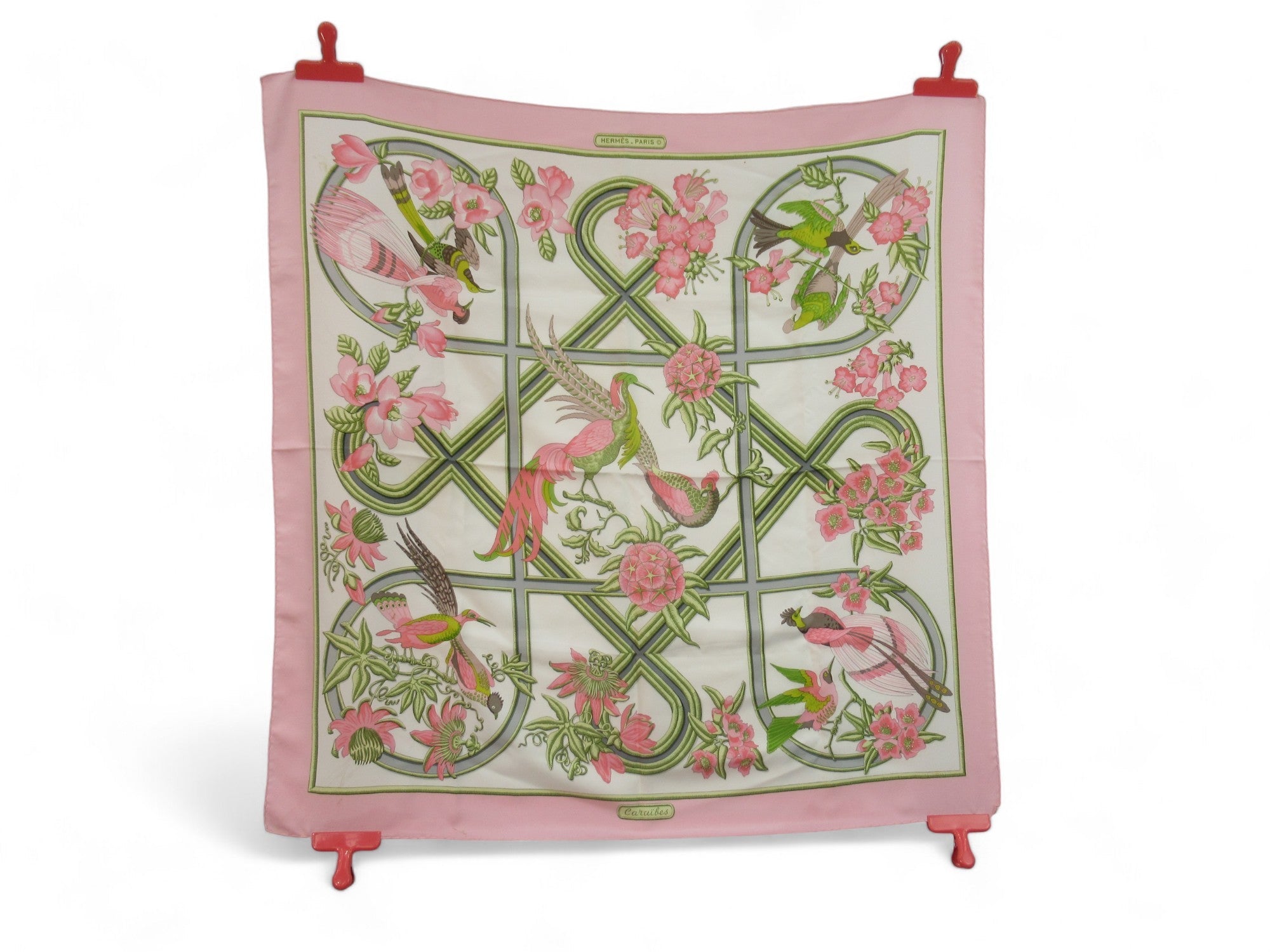 Front image for Hermes Paris Authentic Silk Scarf Pink Womenswear | Preloved