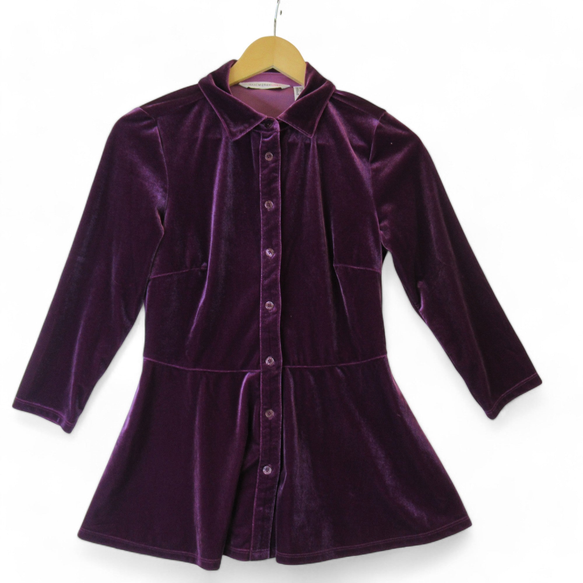 front image for Isaac Mizrahi Vintage XS Purple Velvet Shirt Womenswear | Preloved 