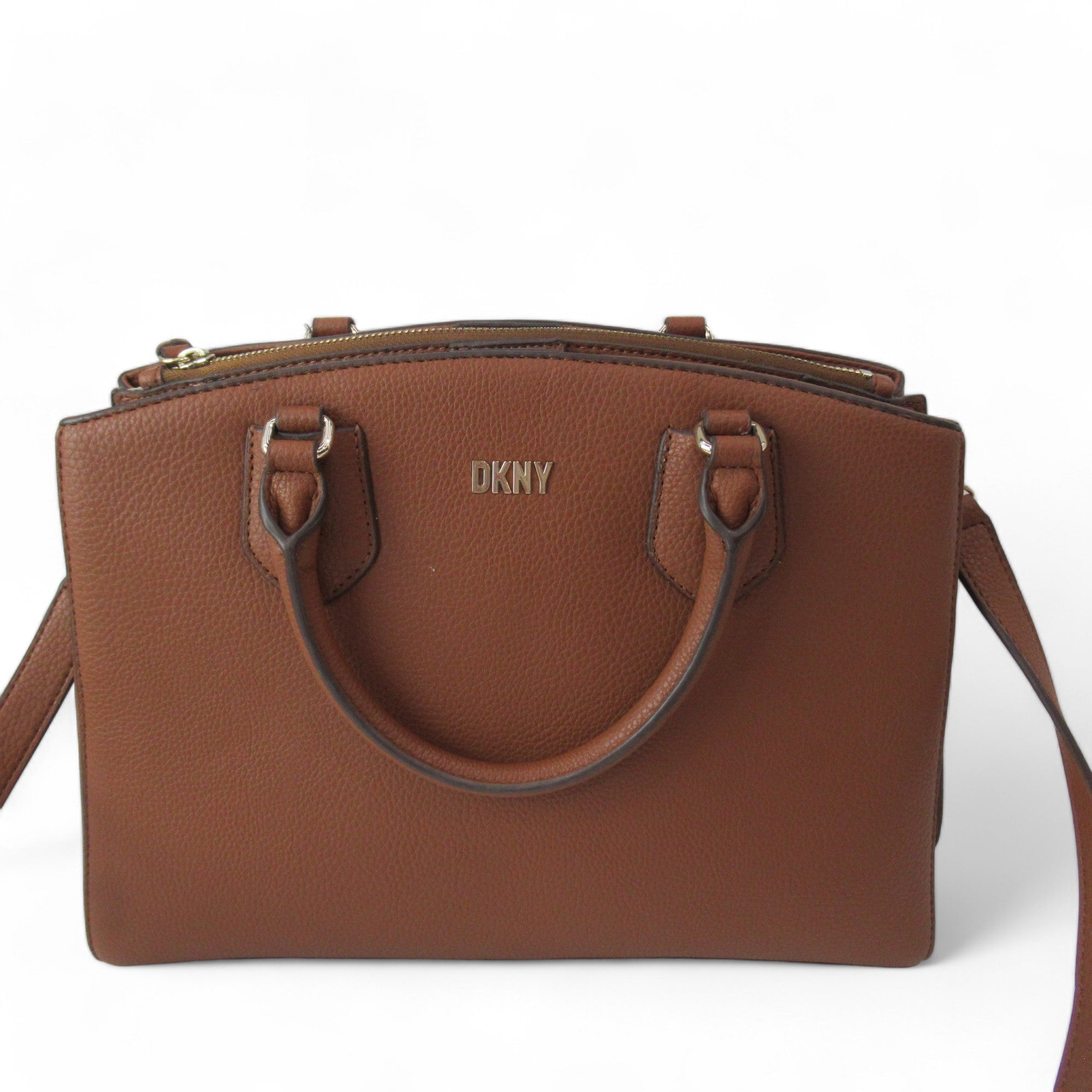 front image for DKNY Brown Handbag Faux Leather Womenswear | Preloved 