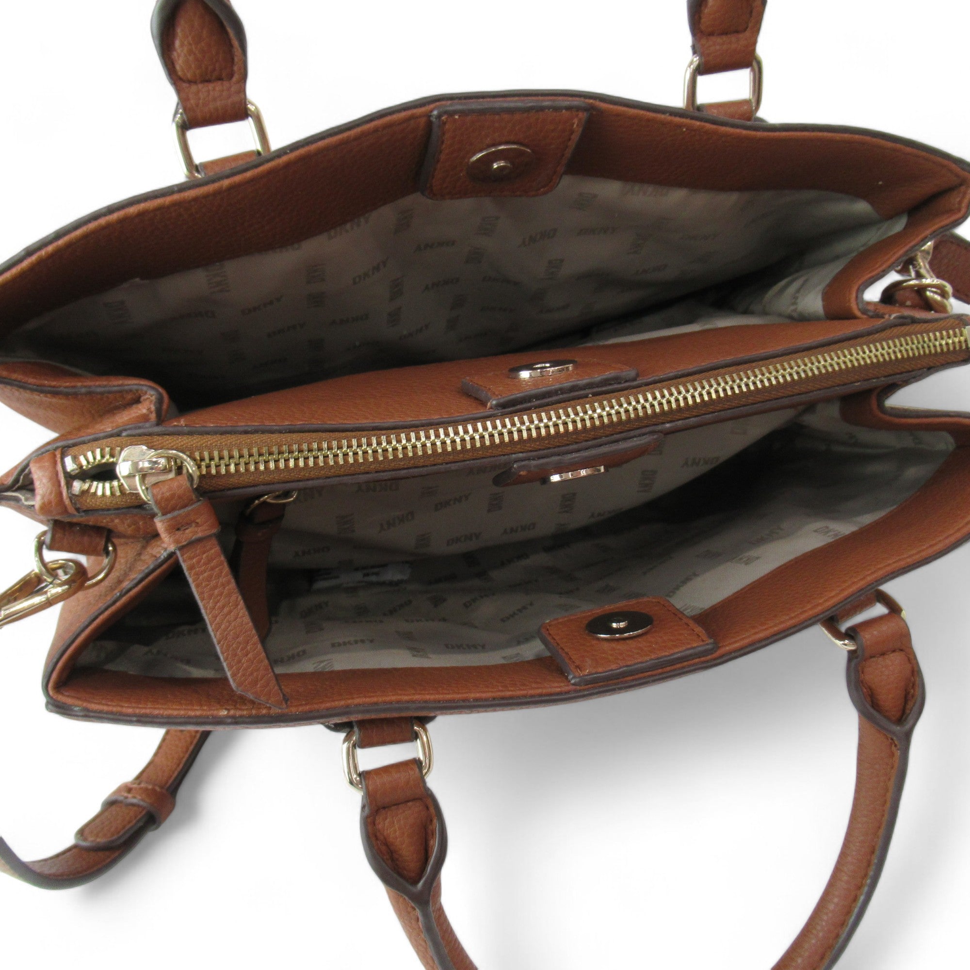 inside image for DKNY Brown Handbag Faux Leather Womenswear | Preloved 