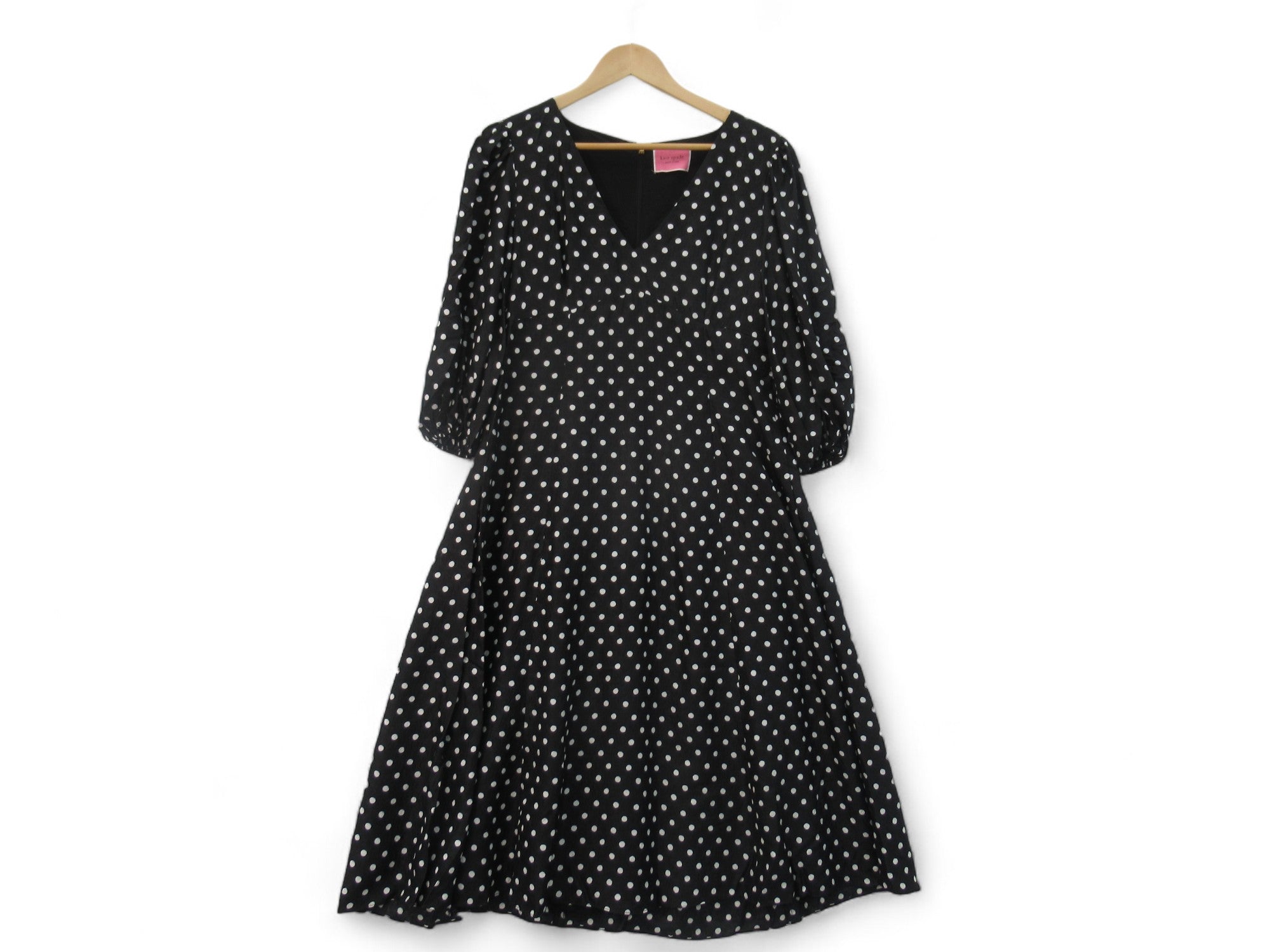 Front image for Kate Spade UK 12 Black White Spotted Dress Womenswear | Preloved