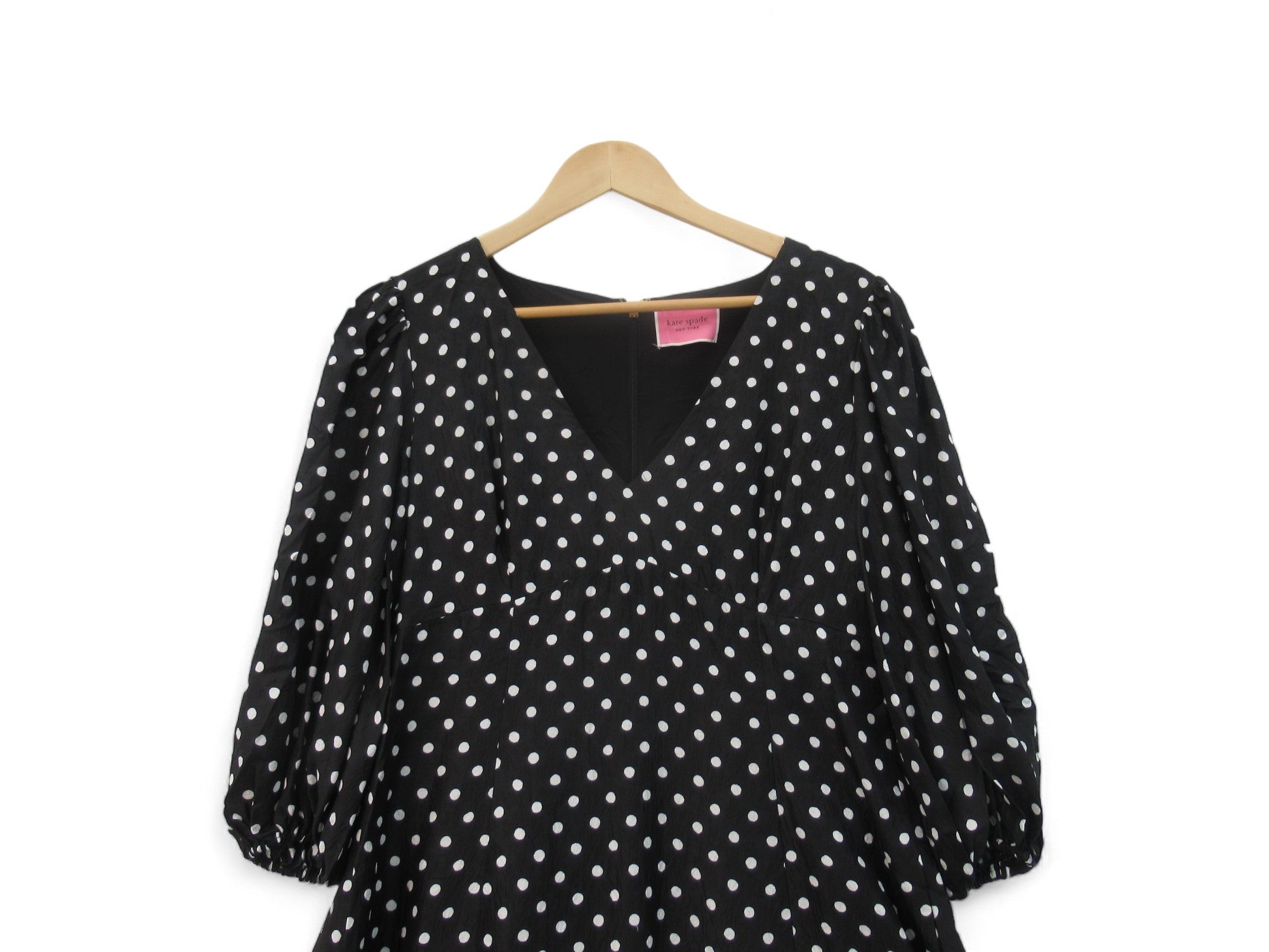 Close up front image for Kate Spade UK 12 Black White Spotted Dress Womenswear | Preloved