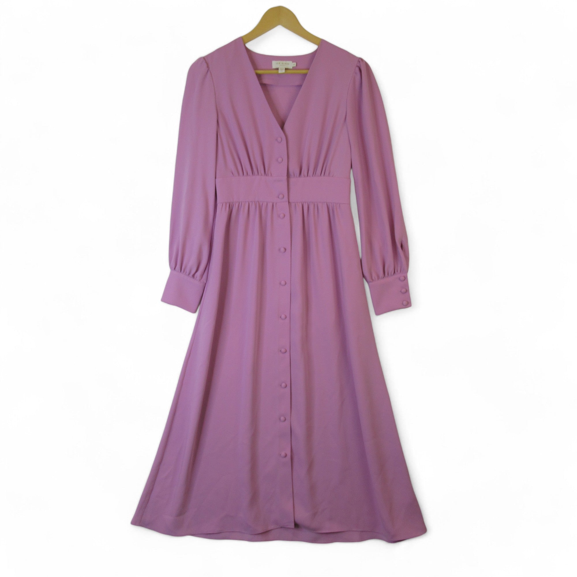 front image for Ted Baker Small Pink Midi Dress Womenswear | Preloved 