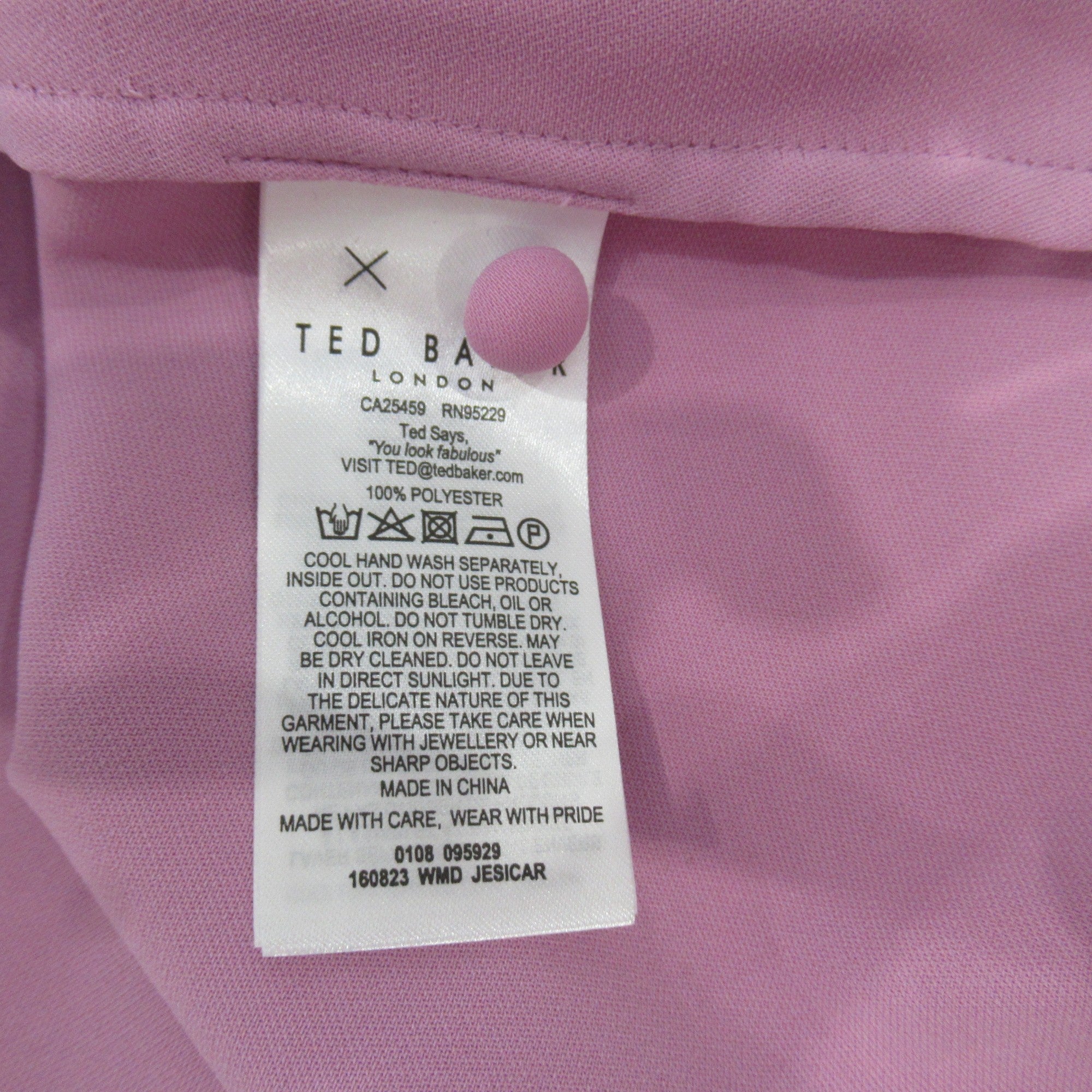 care label image for Ted Baker Small Pink Midi Dress Womenswear | Preloved 