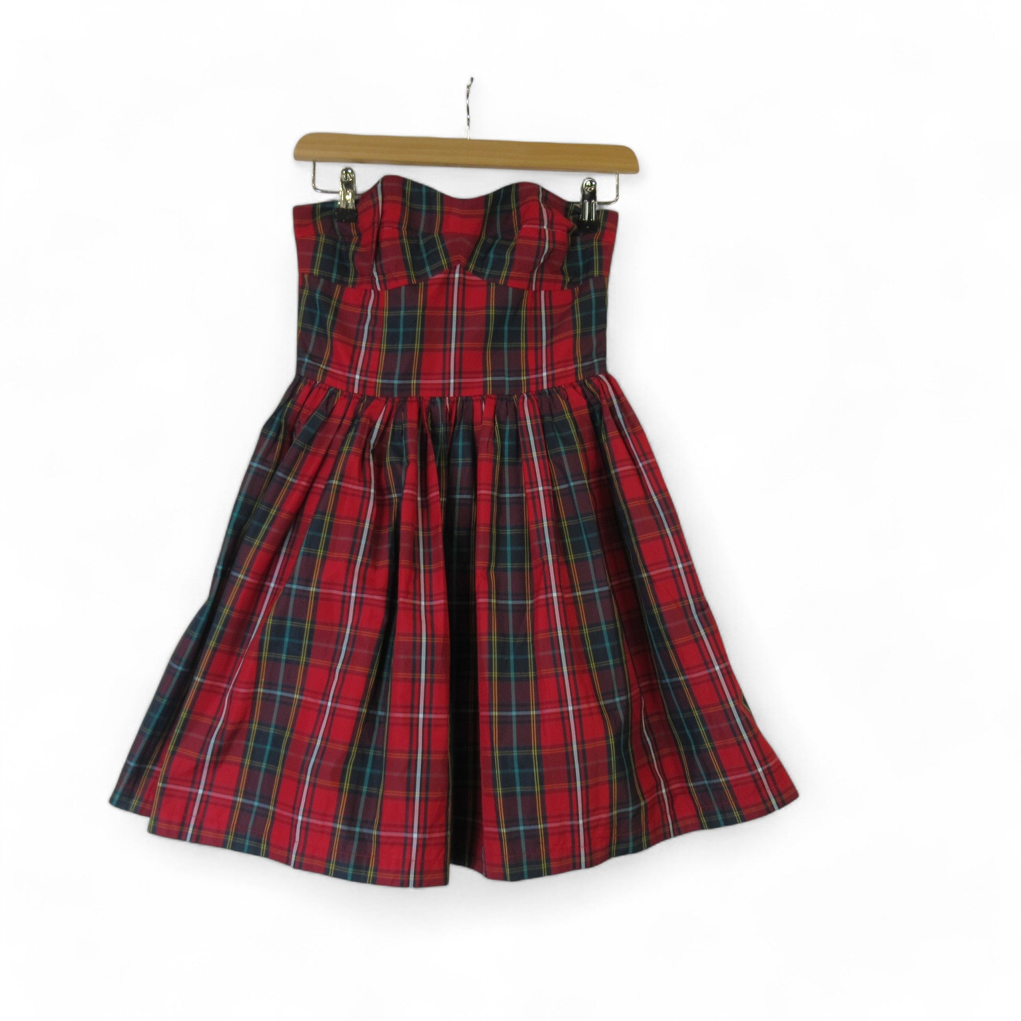 front image for Jack Wills UK 8 Tartan Delaney Strapless Dress Womenswear | Preloved