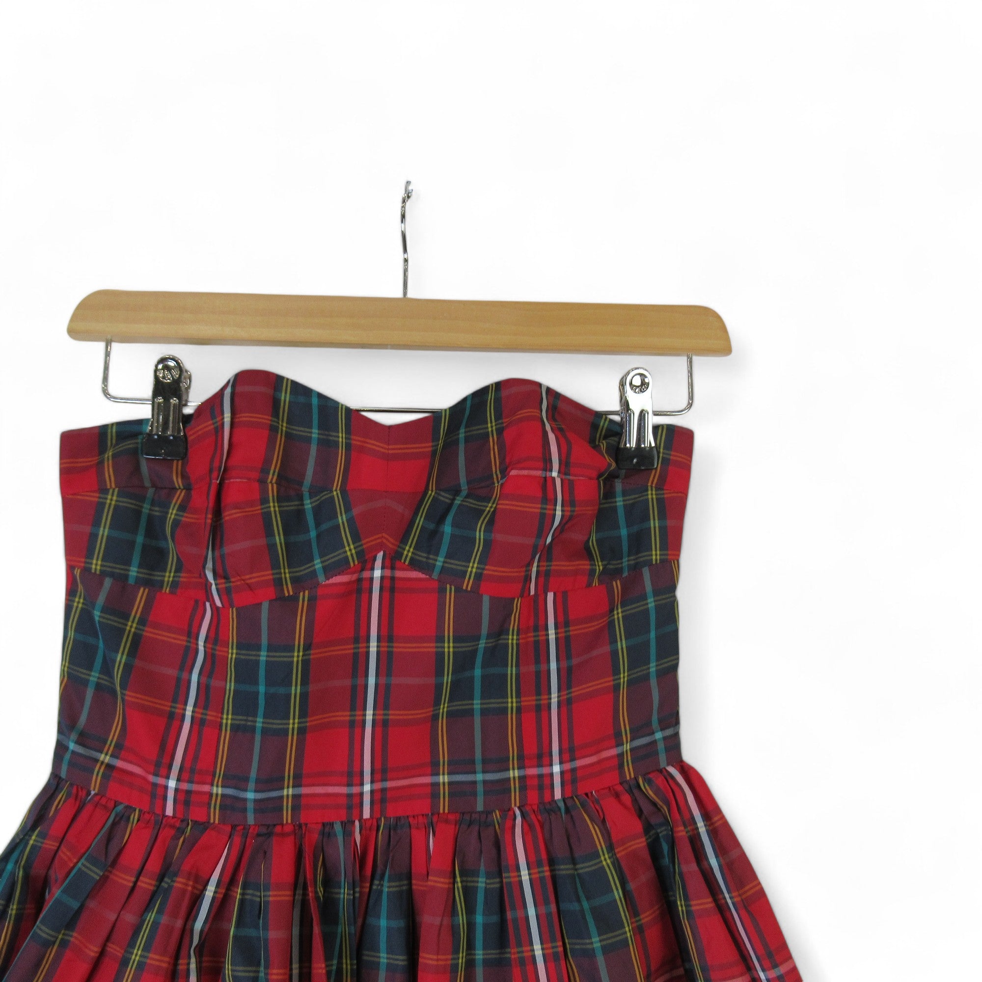 top image for Jack Wills UK 8 Tartan Delaney Strapless Dress Womenswear | Preloved