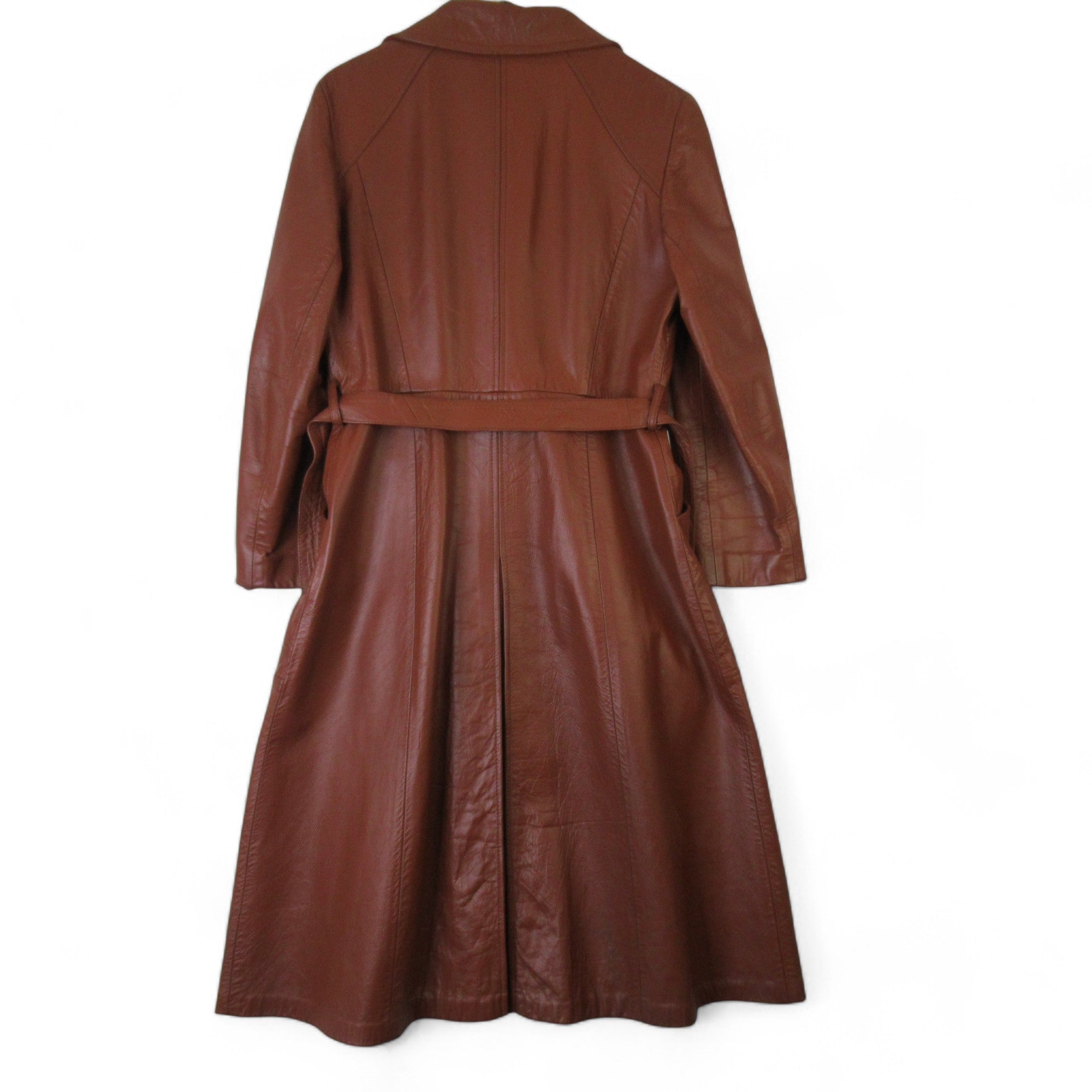 back image for County UK 18 Brown Vintage Leather Trench Coat Womenswear | Preloved 