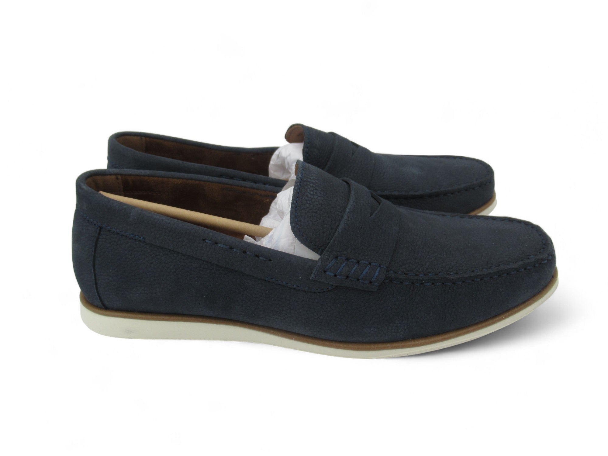 Side image for Dune London UK 10 Navy Blue Suede Moccasin Shoes Menswear | Preloved