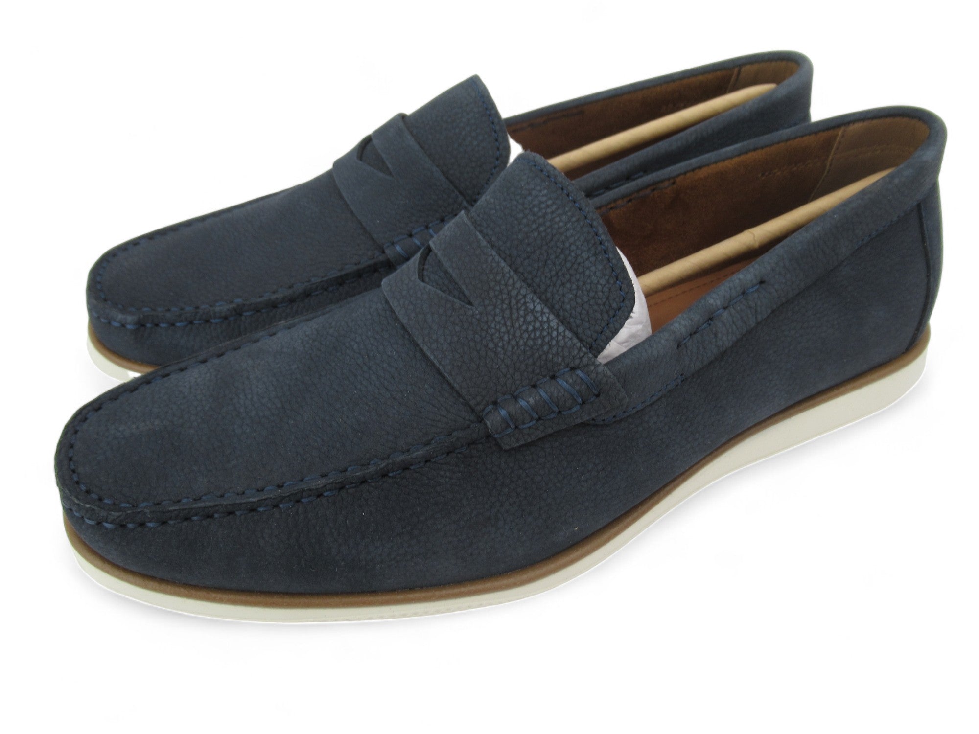 Side image for Dune London UK 10 Navy Blue Suede Moccasin Shoes Menswear | Preloved