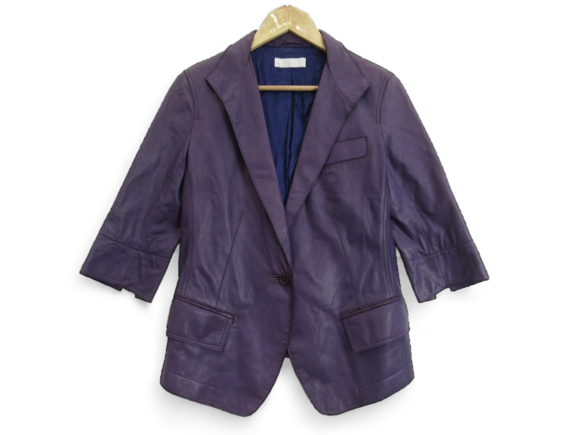 Front image for Nicole Farhi UK 10 Purple Leather Jacket Womenswear | Preloved 