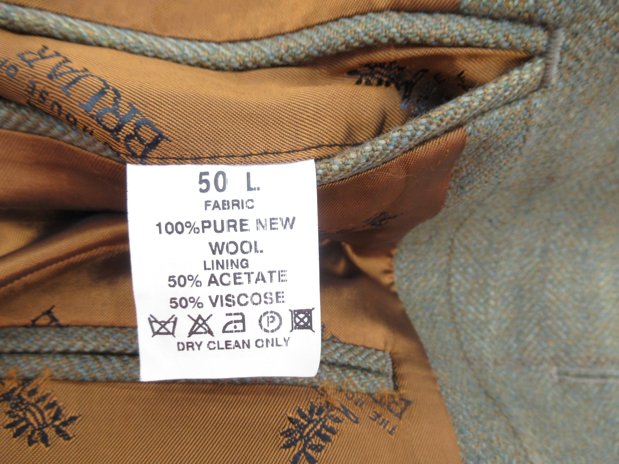 Care label image for House Of Bruar 50L Green Tween Jacket Menswear | Preloved 