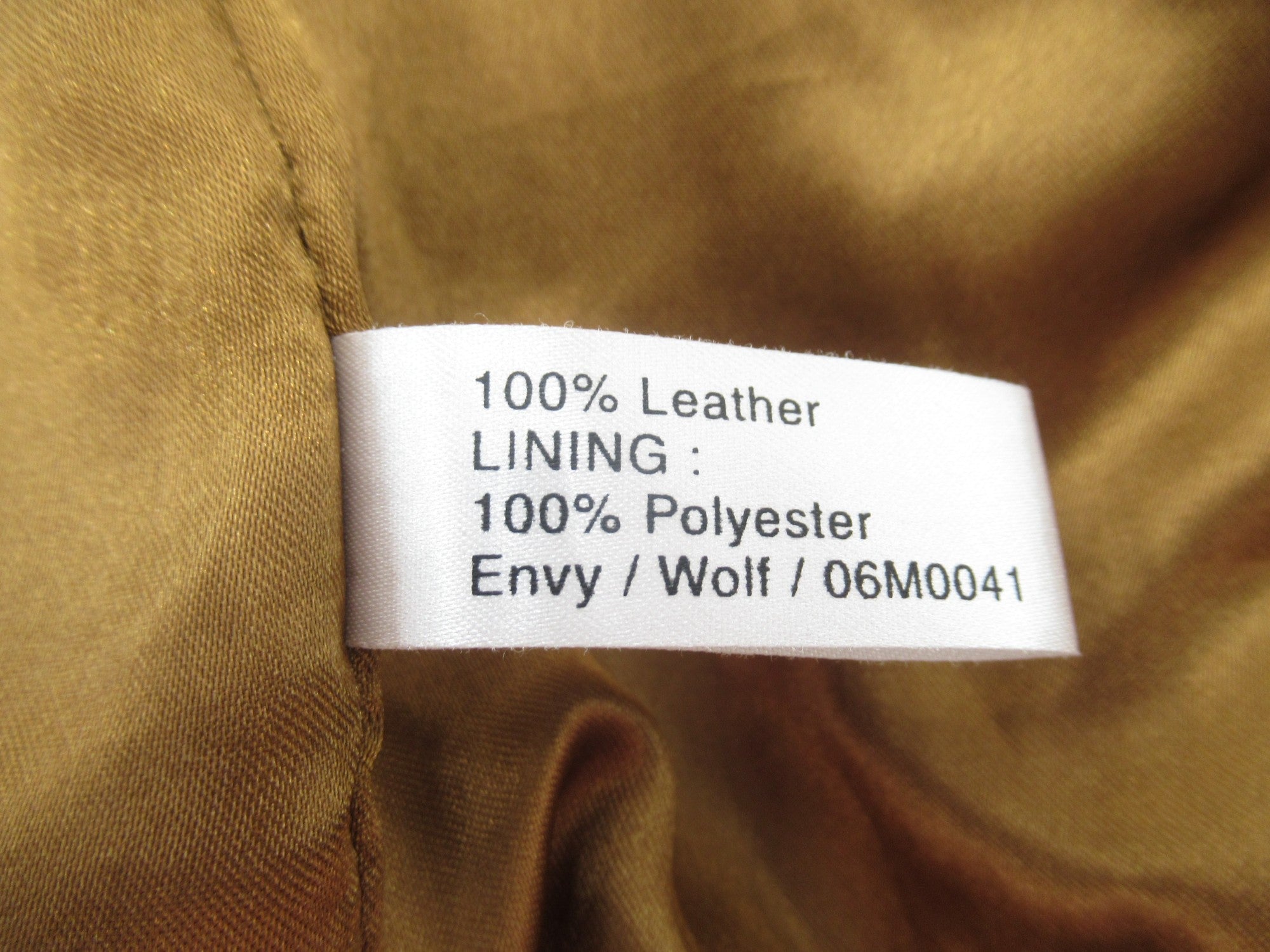 Care label image for Tom Wolfe Vintage Tan Medium Leather Jacket Menswear | Preloved