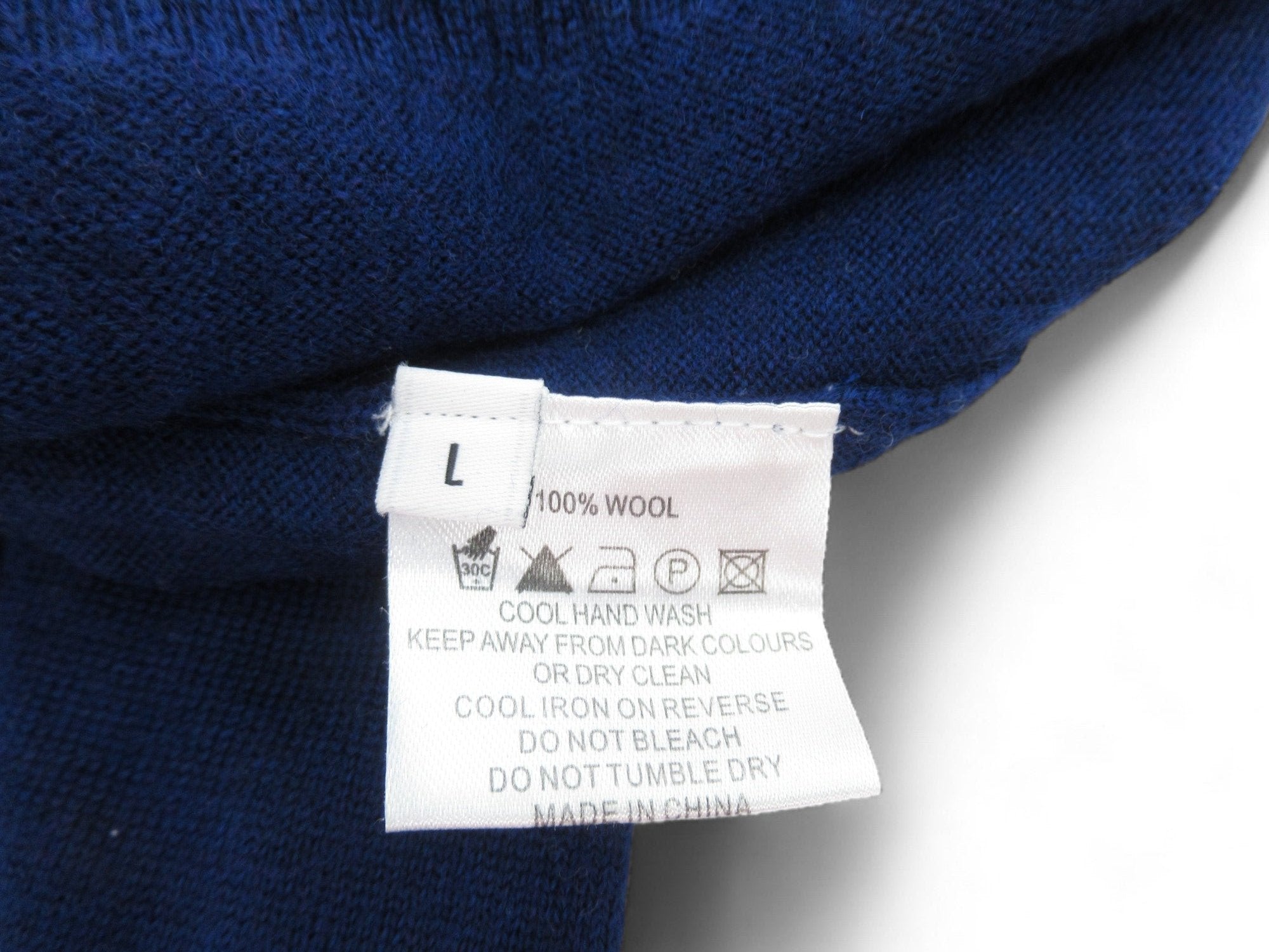 Care label image for Bella Freud Large Blue Knit Jumper Womenswear | Preloved 