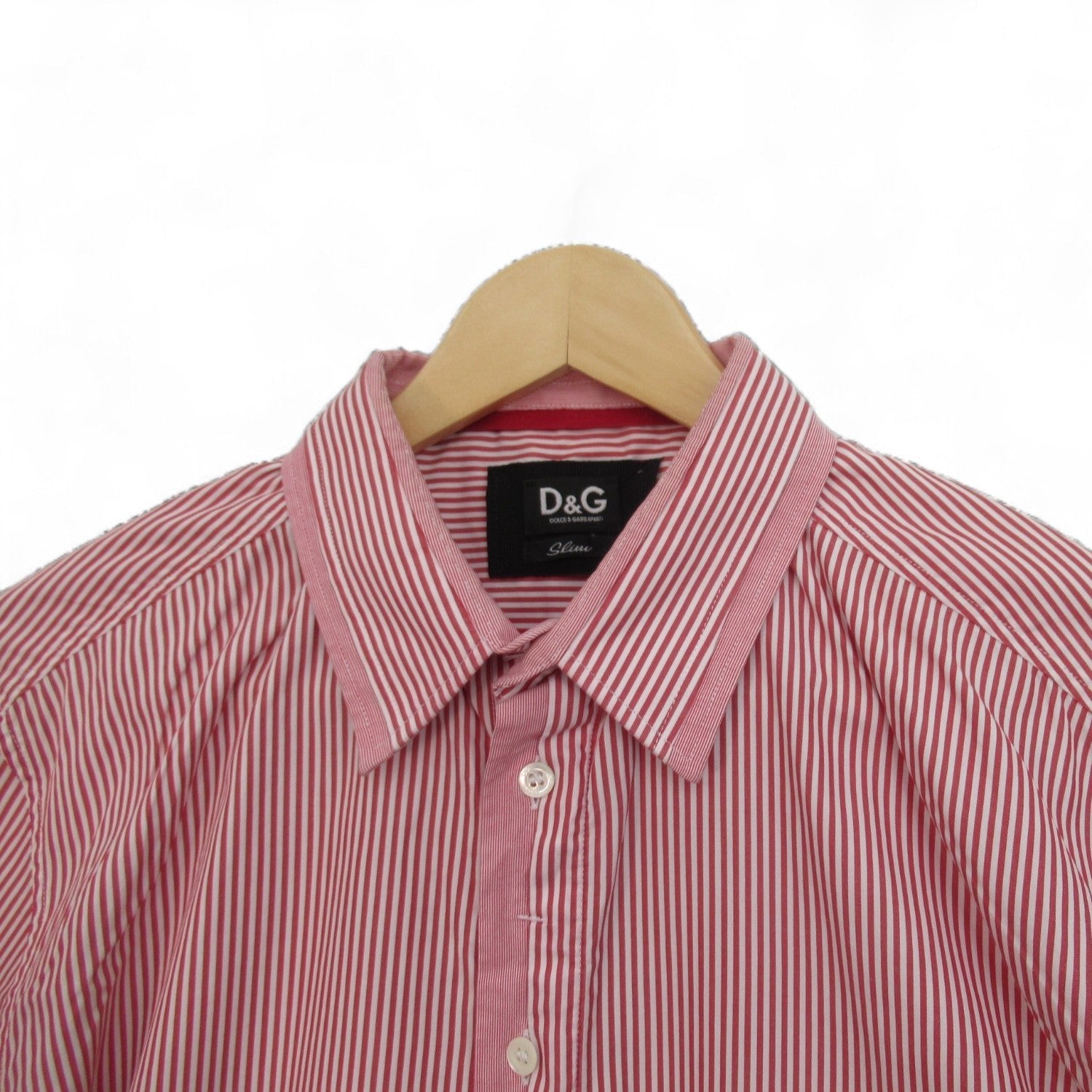 Collar image for Dolce & Gabbana Slim Fit Red White Stripe Shirt Menswear | Preloved