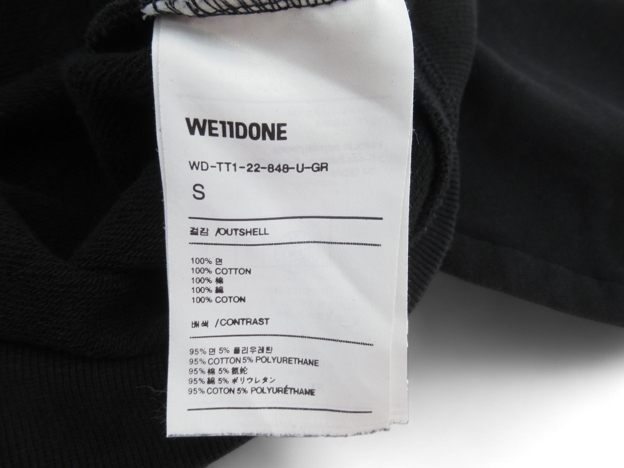 Care label image for We11 Done Small Black Bear Hoodie Menswear | Preloved 