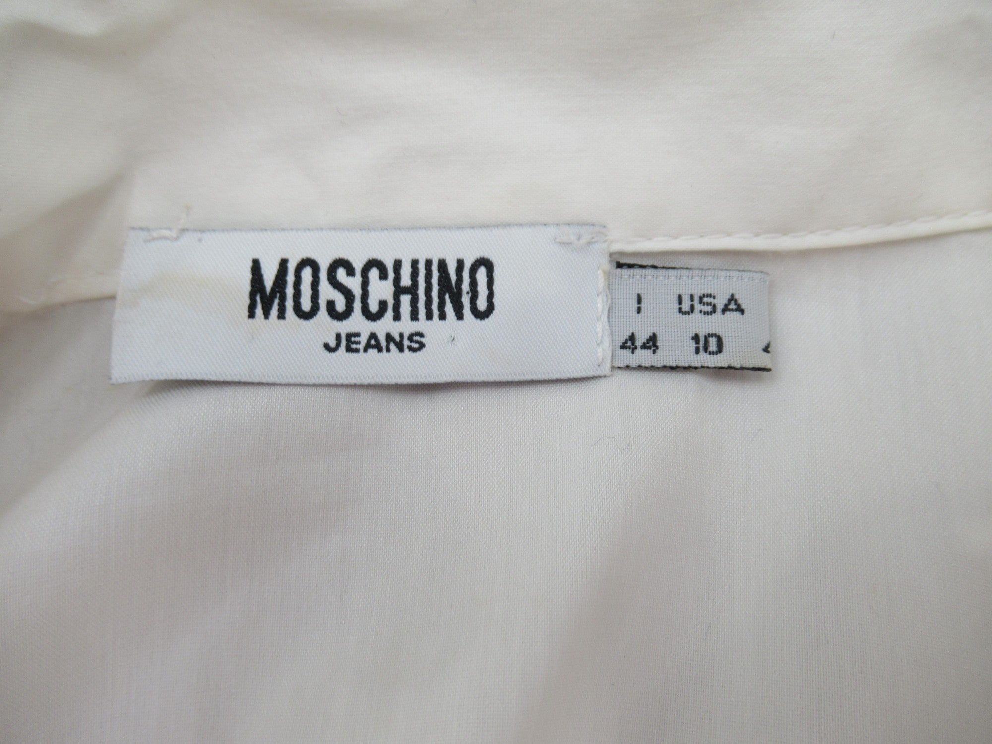 Brand label image for Moschino Jeans UK 12 White Shirt Womenswear Authenticate | Preloved 