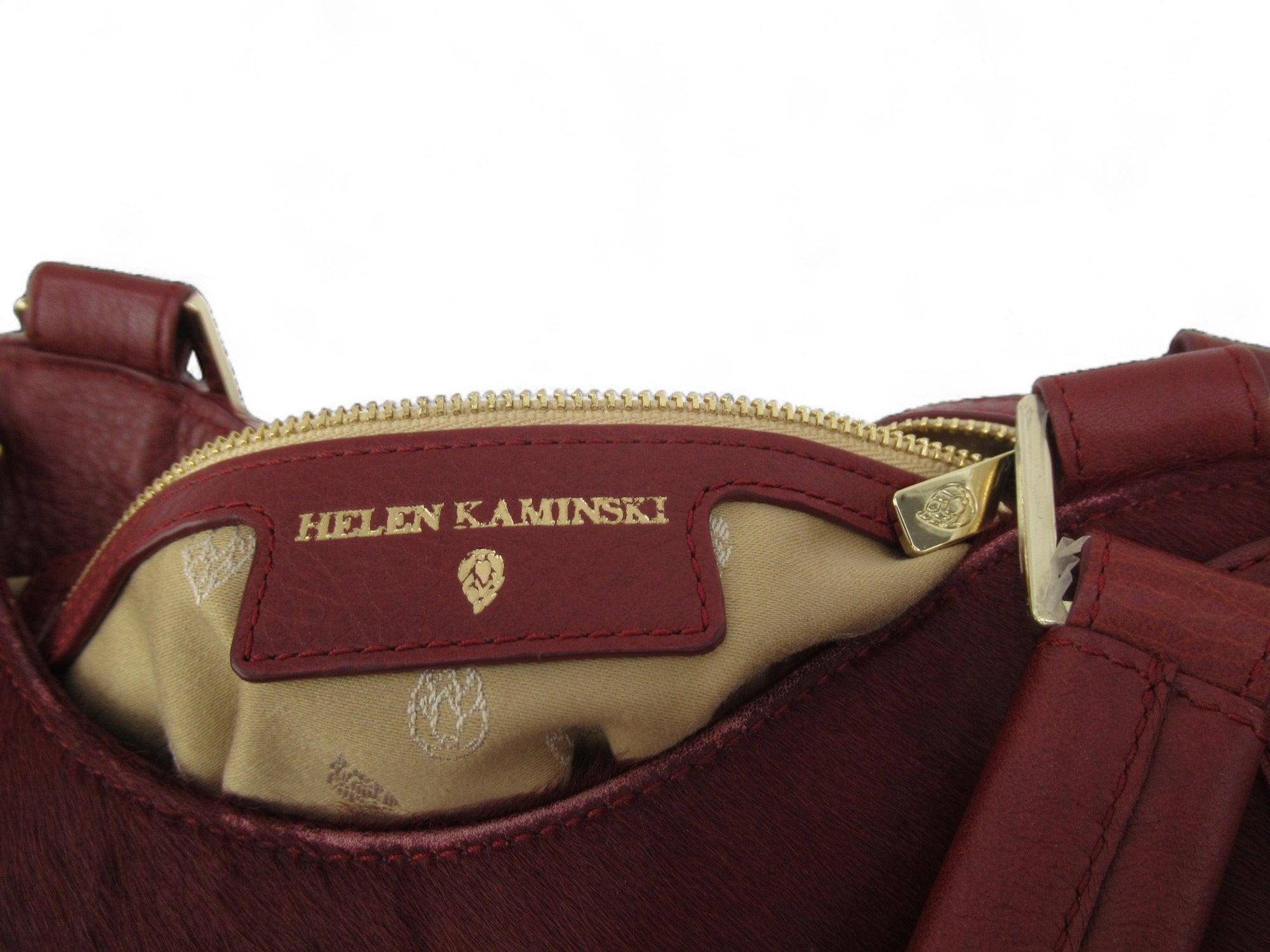 Brand label image for Helen Kamlinski Australia Red Leather Handbag Clutch Womenswear | Preloved 