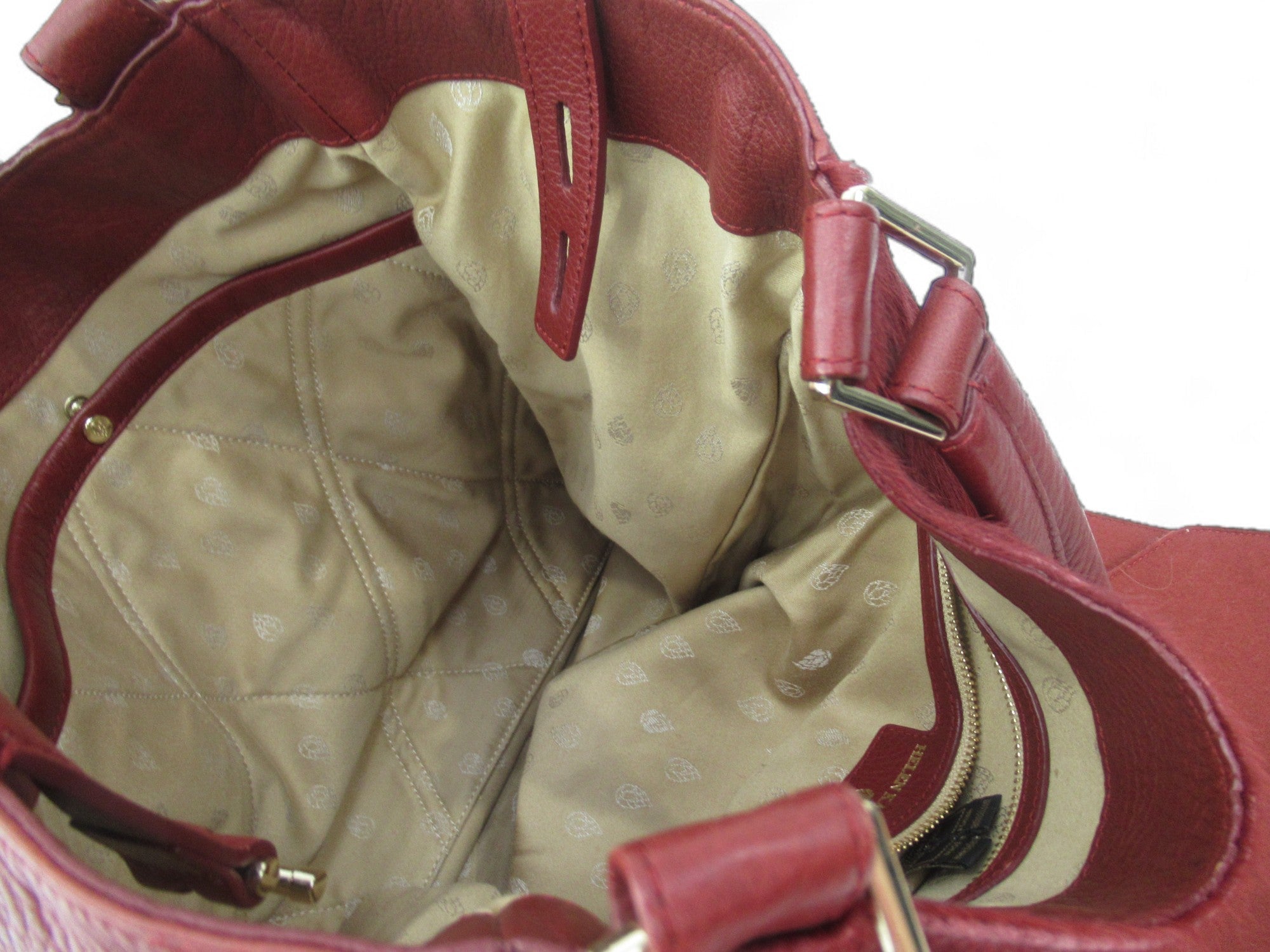 Inside image for Helen Kamlinski Australia Red Leather Handbag Clutch Womenswear | Preloved 