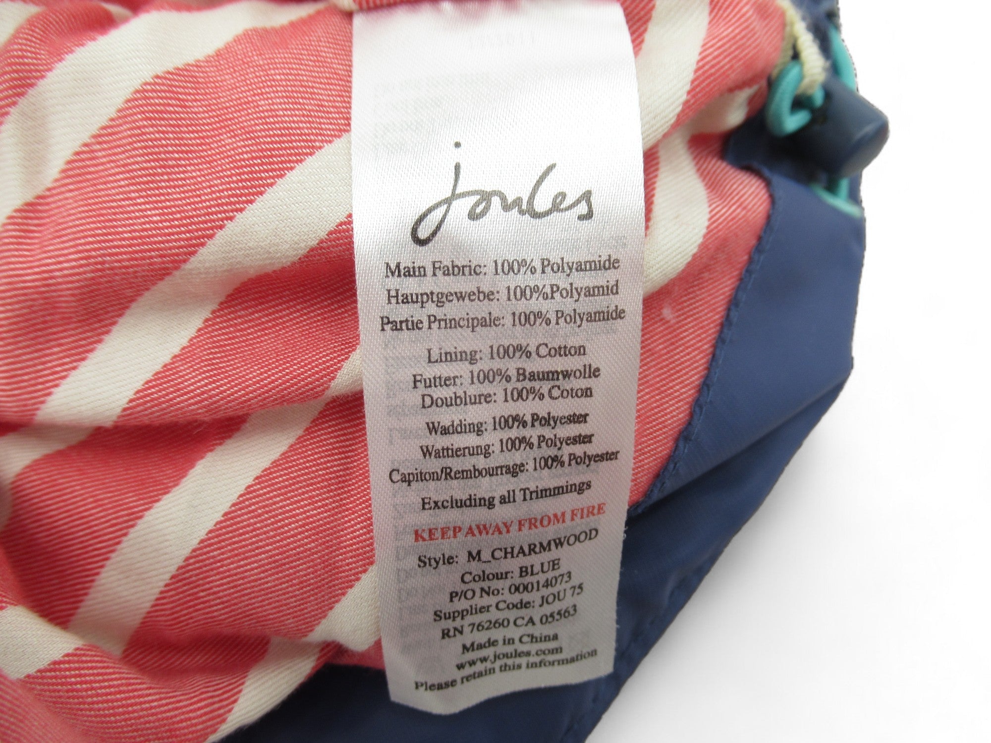 Care label image for Joules UK 12 Blue Hooded Gilet Jacket Womenswear | Preloved 