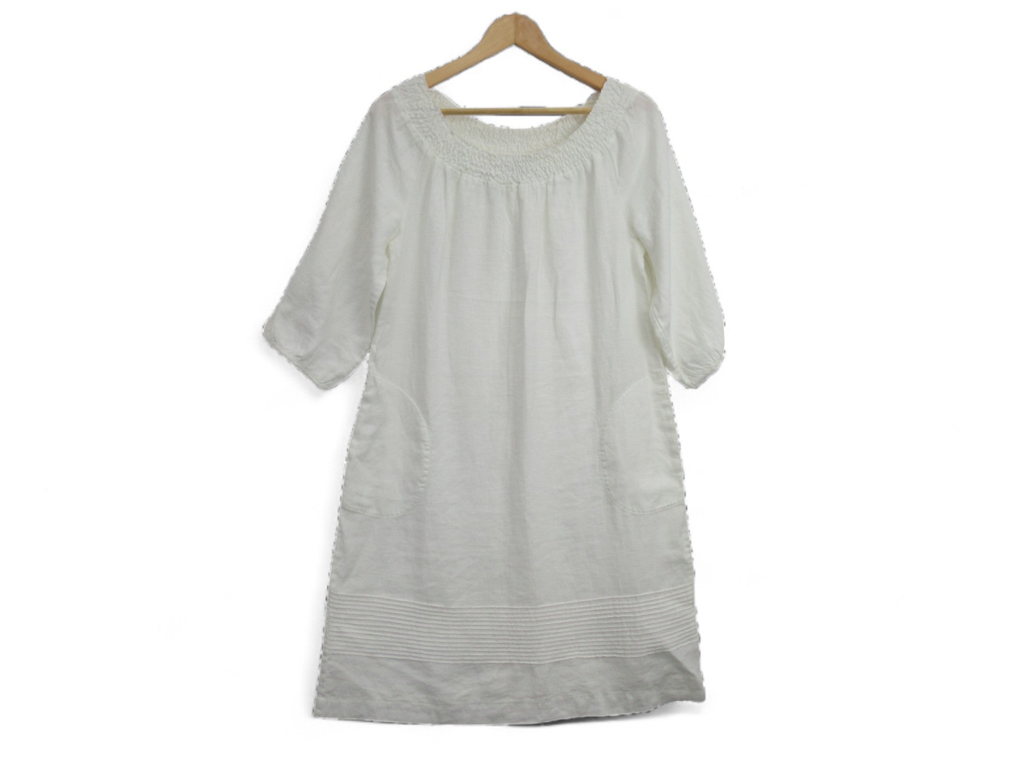 Front image for Boden UK 12R White Linen Dress Womenswear | Preloved 