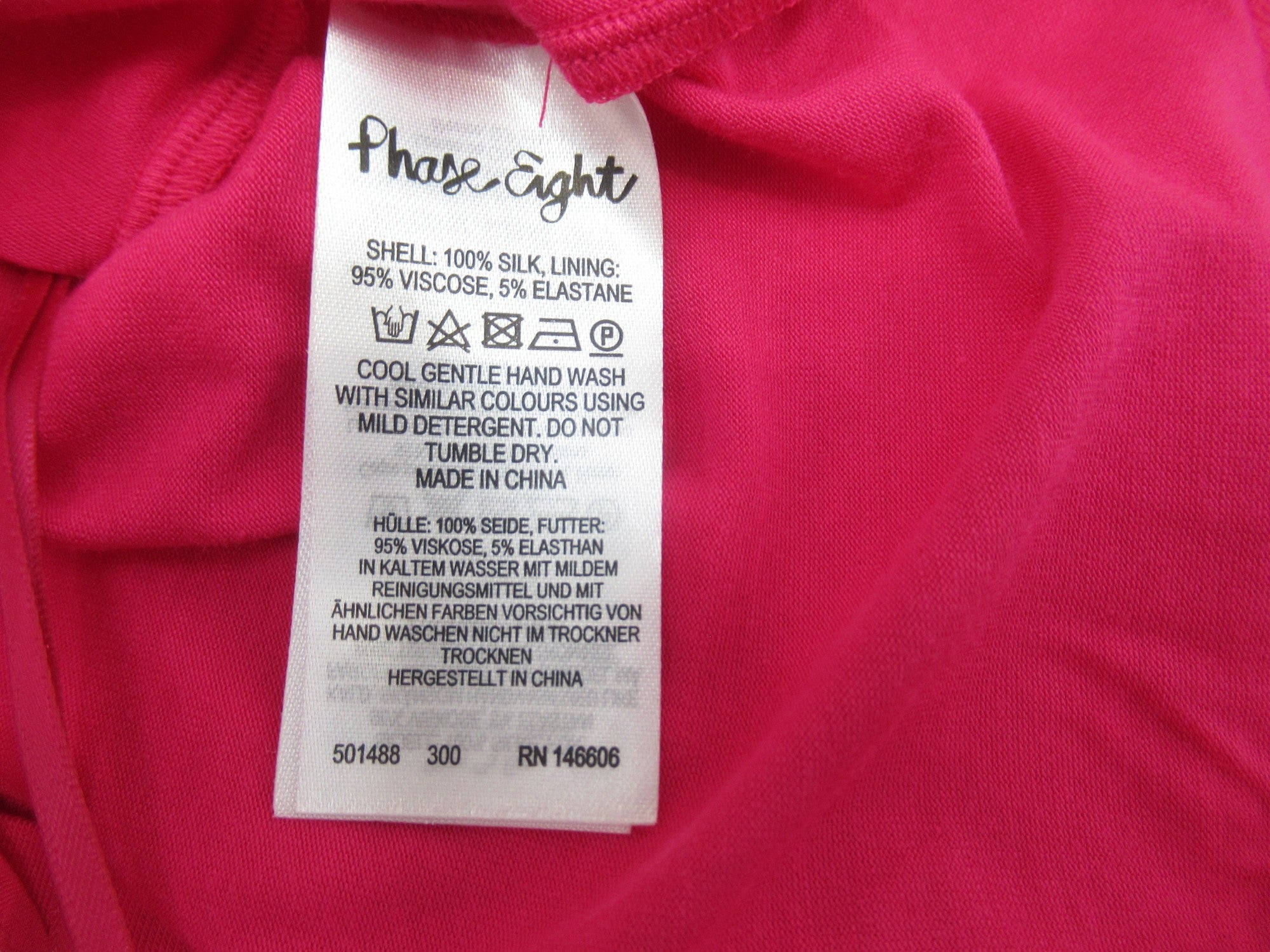 Care label image for Phase Eight UK 12 Pink Drape Blouse Womenswear | Preloved 