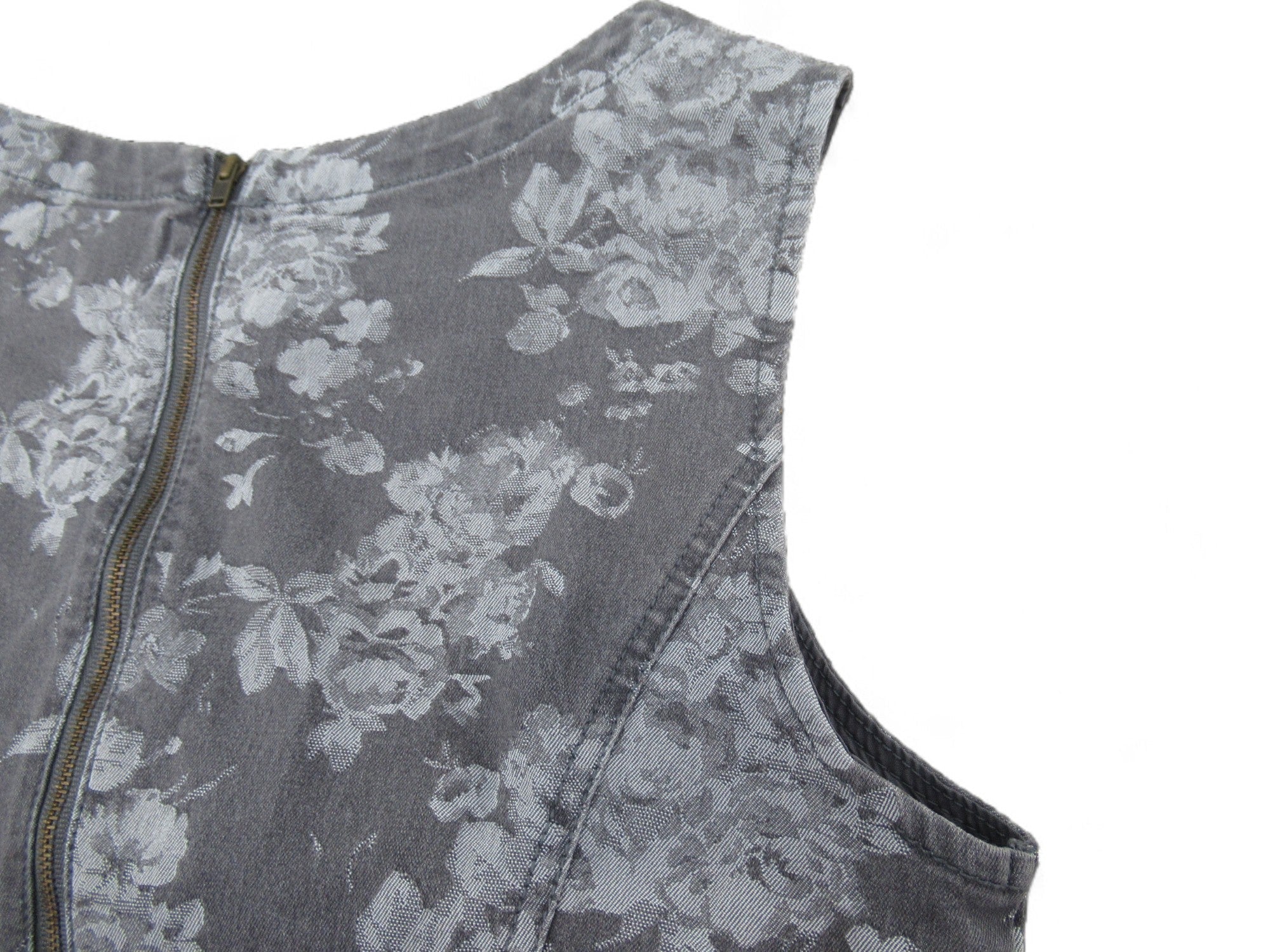 Shoulder image for Phase Eight UK 12 Grey Floral Denim Dress Womenswear | Preloved 