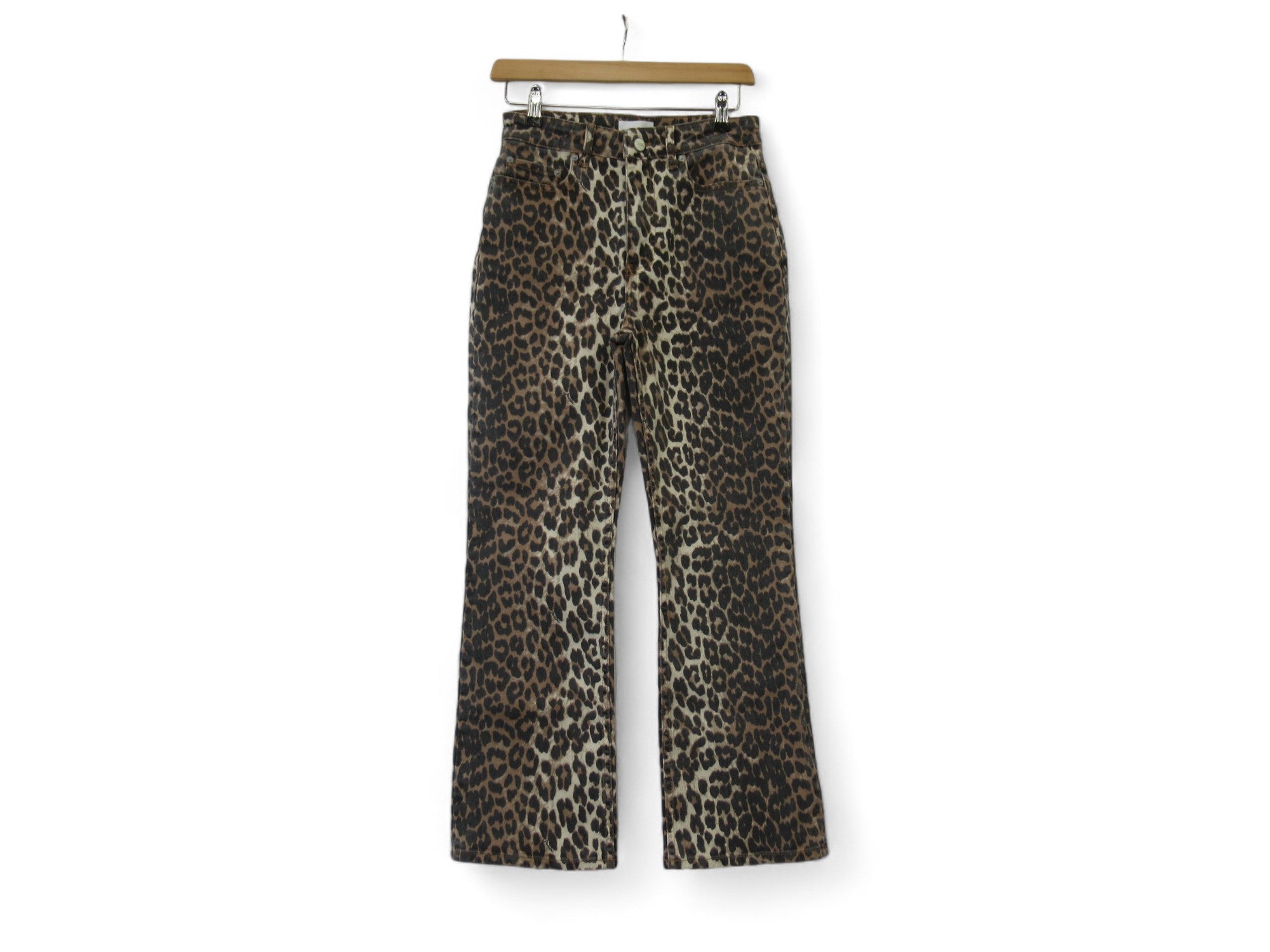 Front image for Ganni W 27 Leopard Print Trousers Party Womenswear | Preloved 