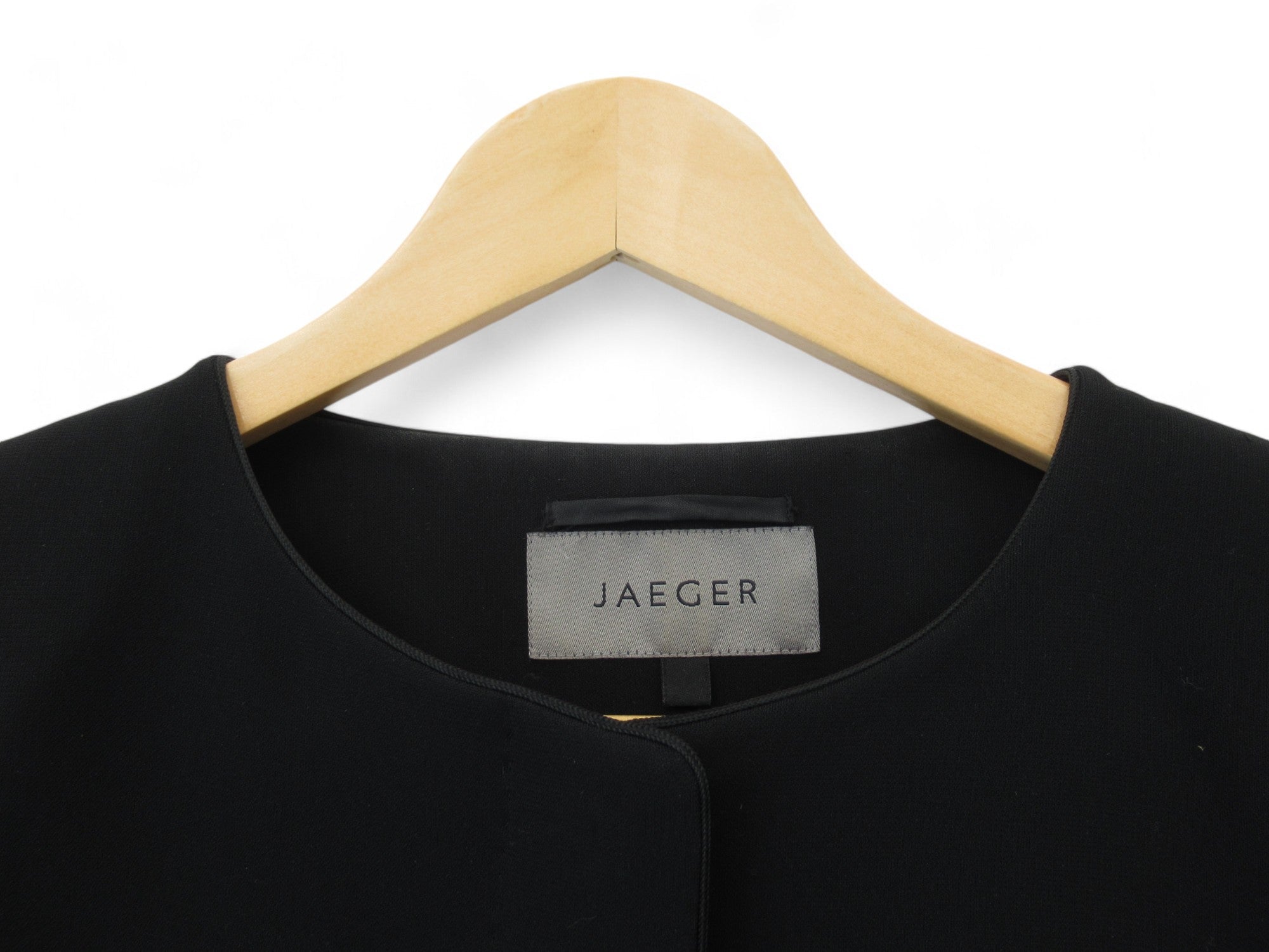 Close up front image for Jaeger UK 14 Black Formal Jacket Womenswear | Preloved 