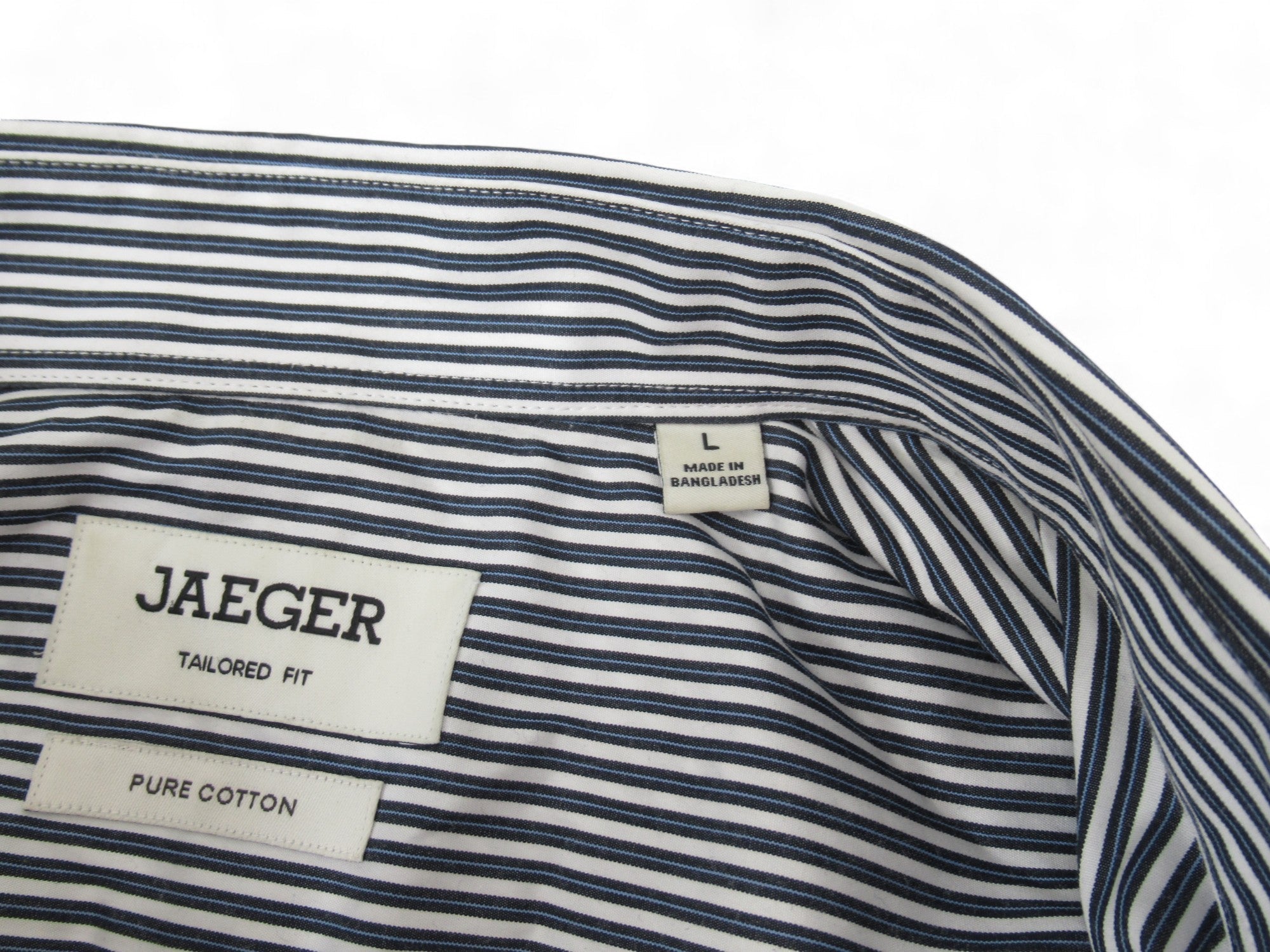 Brand size image for Jaeger Large Black White Striped Formal Shirt Menswear | Preloved