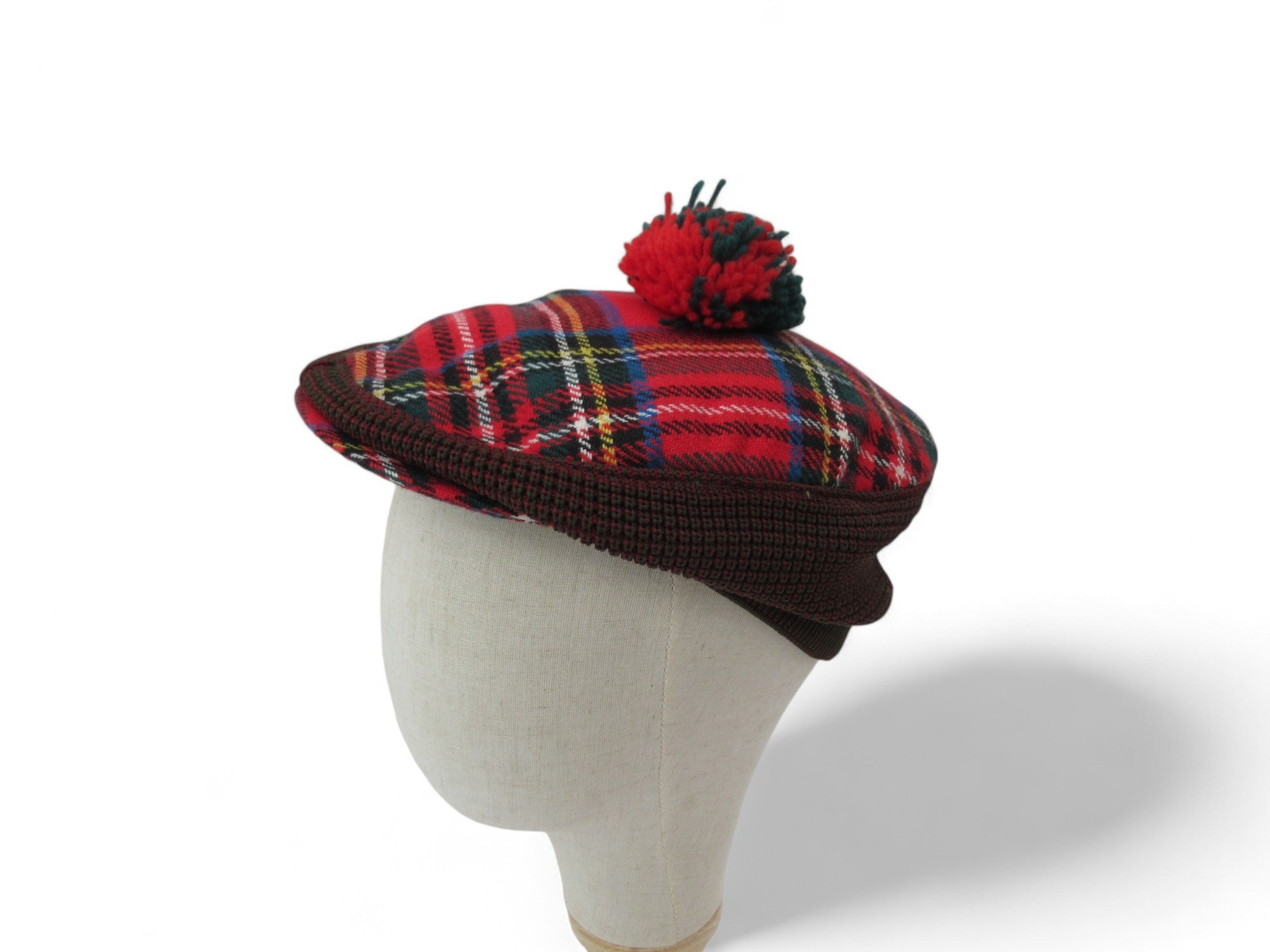 Side image for Dunn & Co 50cm Red Tartan Vintage Scottish Cap Menswear | Preloved 