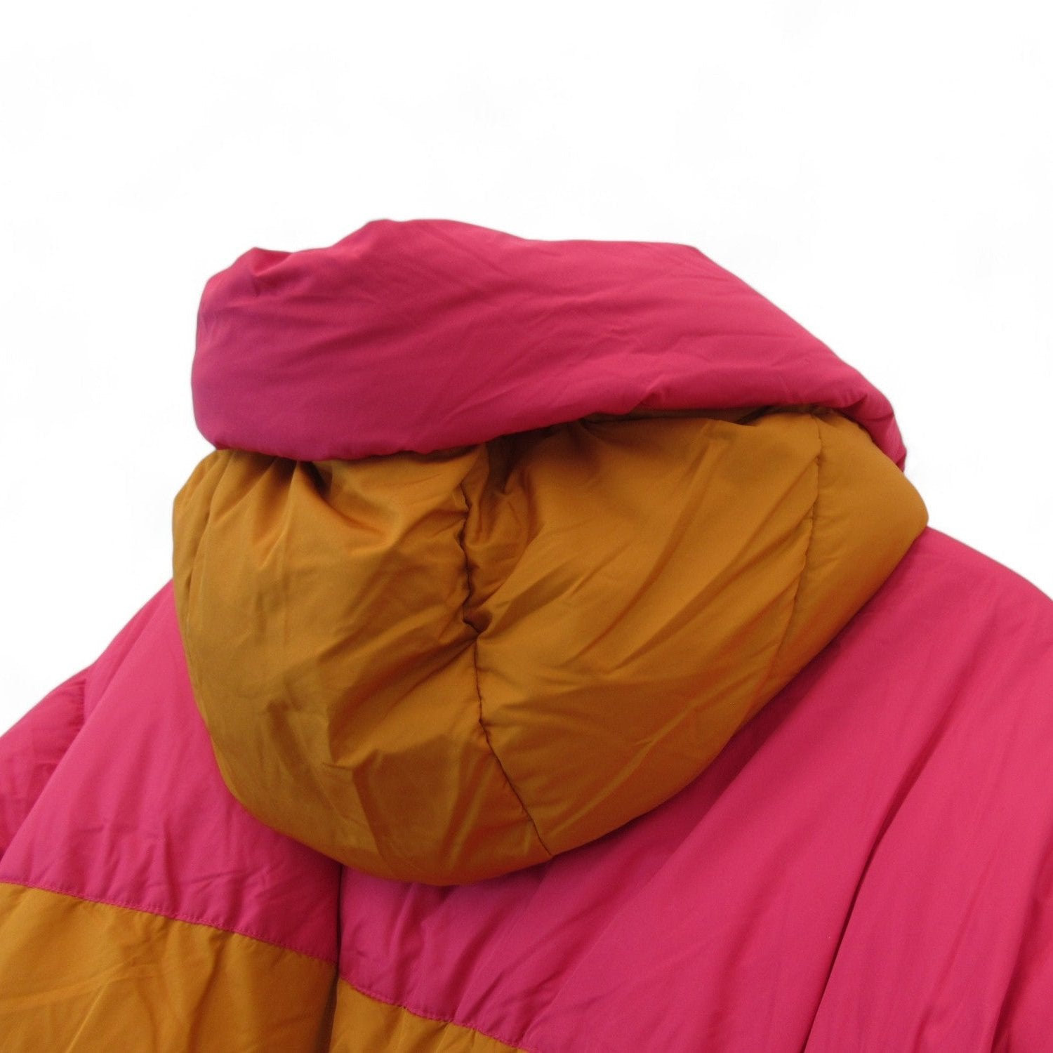 Hood image for EDC Medium Pink Yellow Hooded Puffer Coat Womenswear | Preloved 