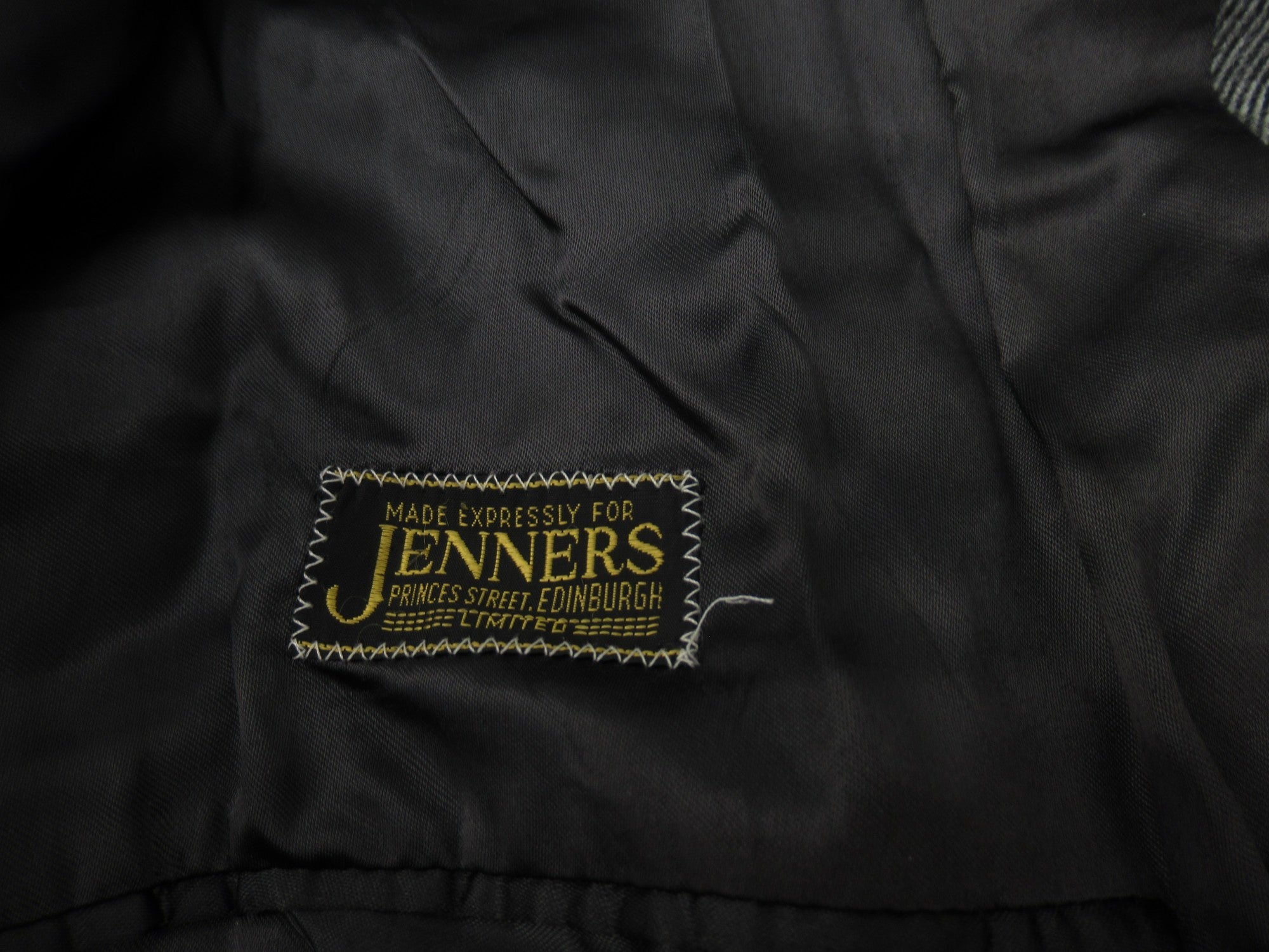 Brand label image for Jenners Edinburgh 42R Black White Vintage Wool Overcoat Menswear | Preloved 