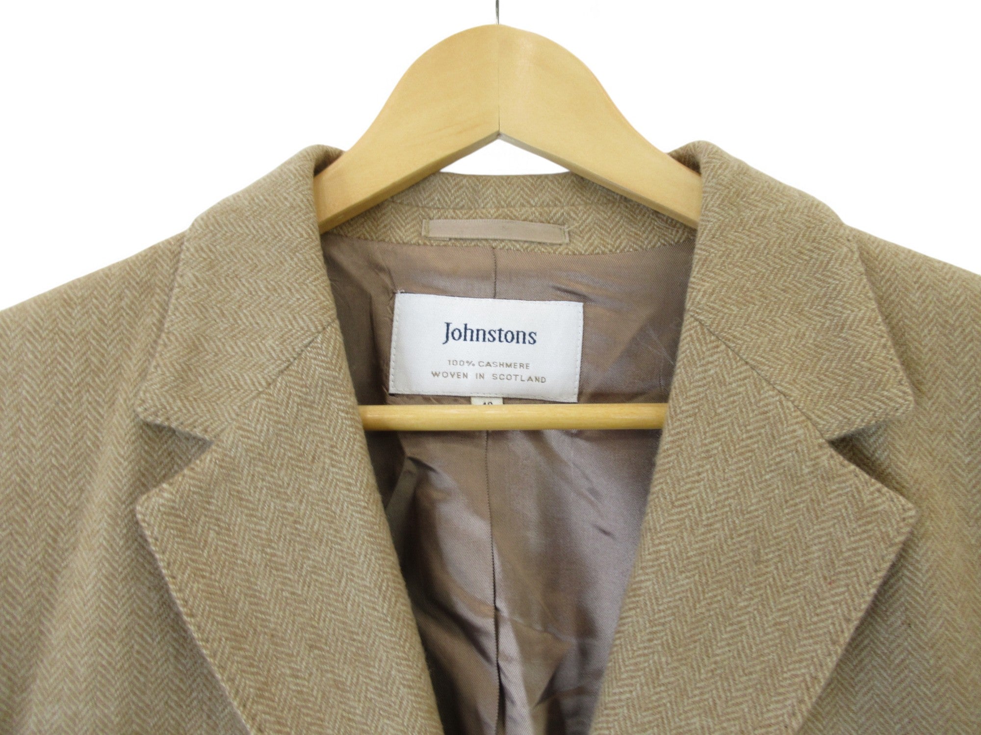 Close up front image for Johnstons UK 16 Brown Herringbone Blazer Womenswear | Preloved 