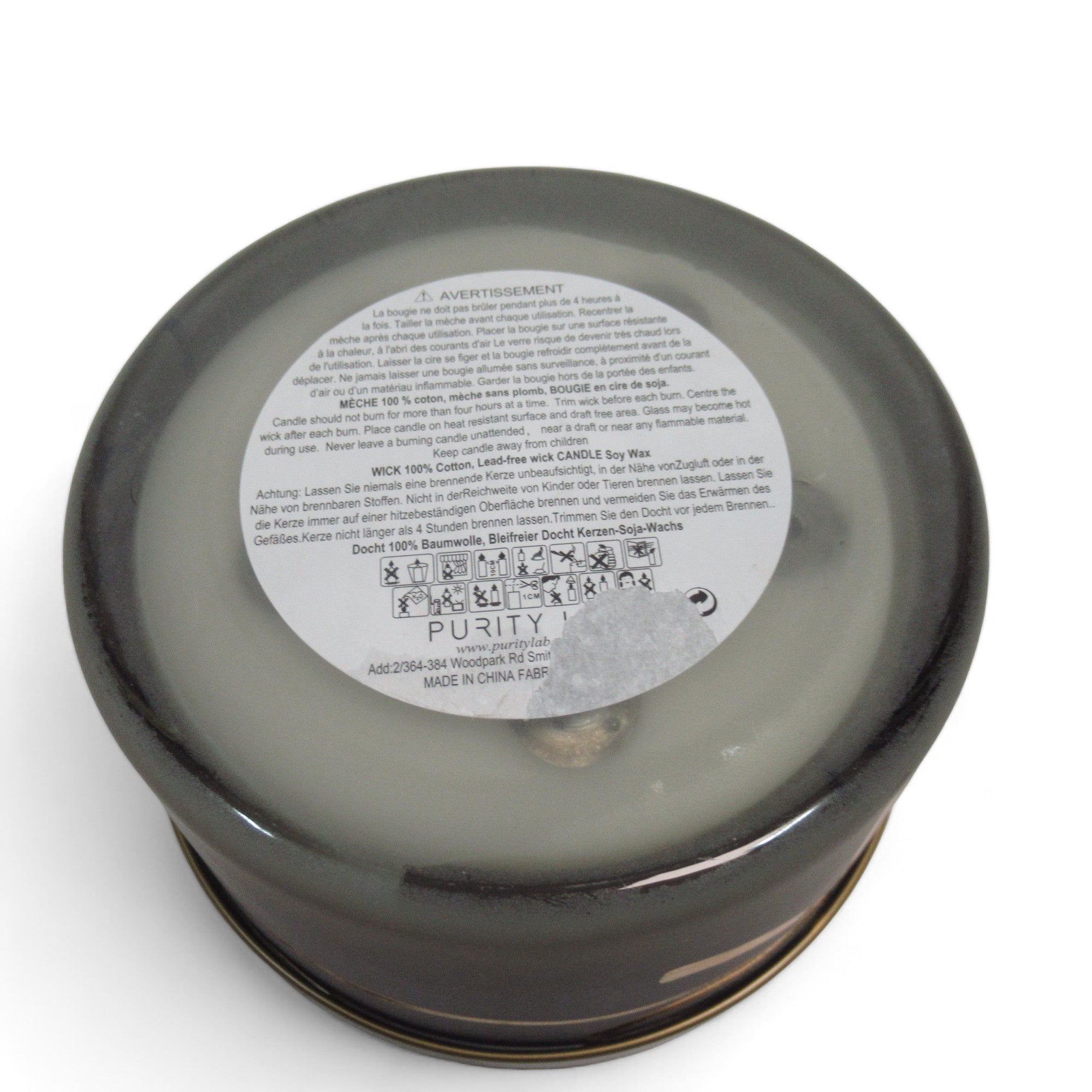 Underside image of Purity Lab Joyful Twilight & Bergamot 5 Wick Candle