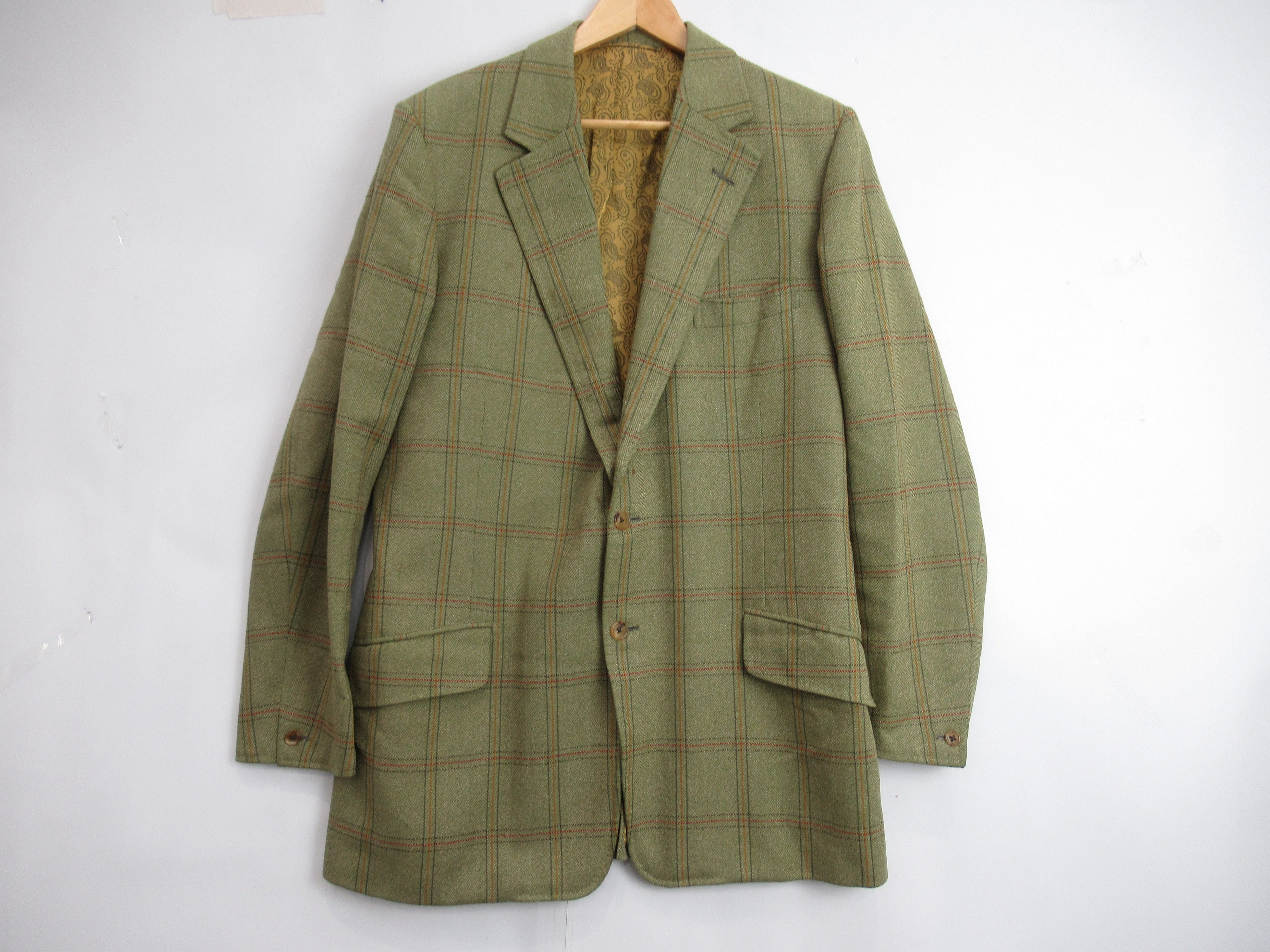 Front image for John G Hardy 44 Green Tweed Wool Blazer Menswear | Preloved