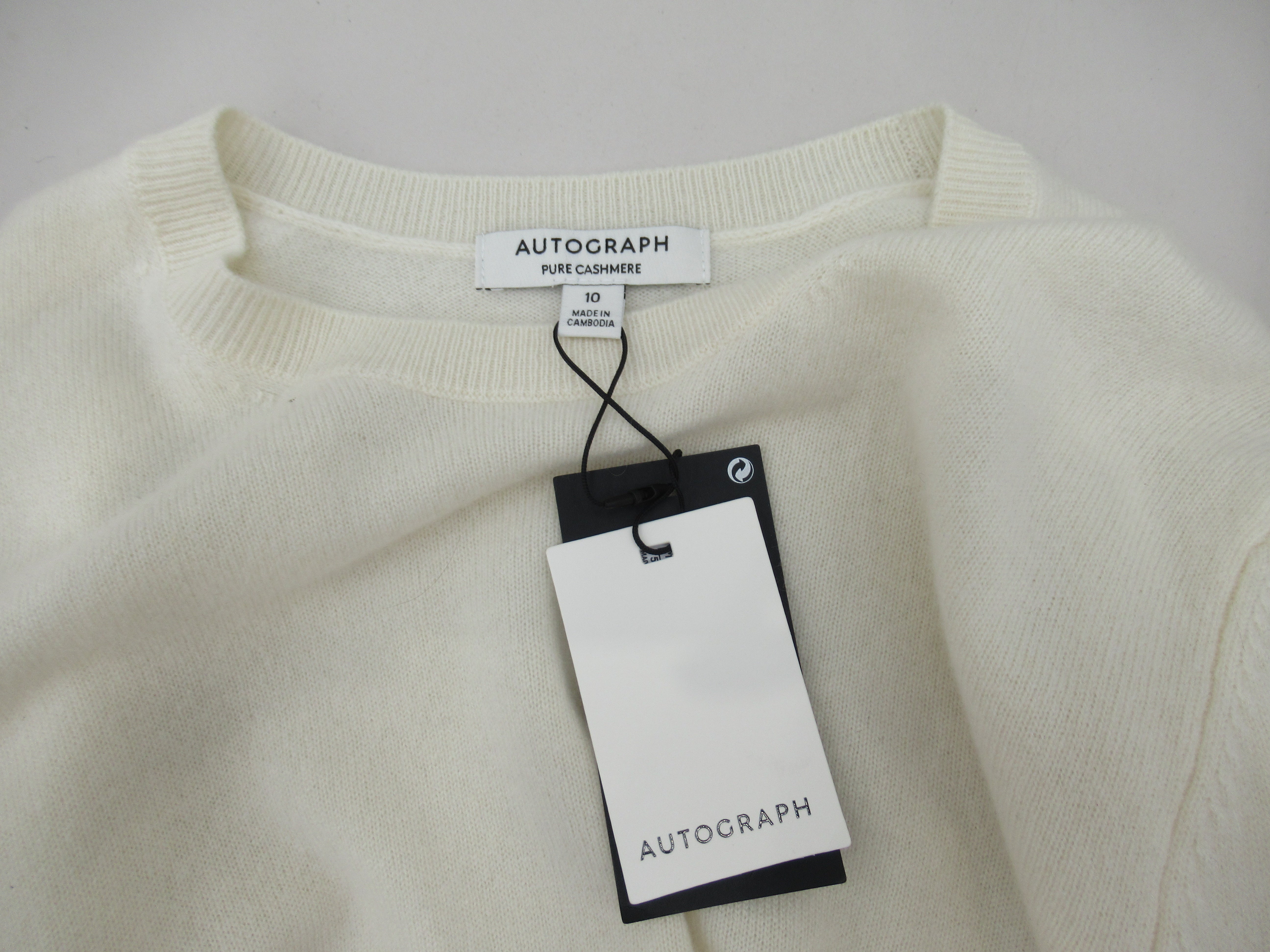 Autograph UK 10 Ivory 100 Cashmere Jumper Womenswear Preloved