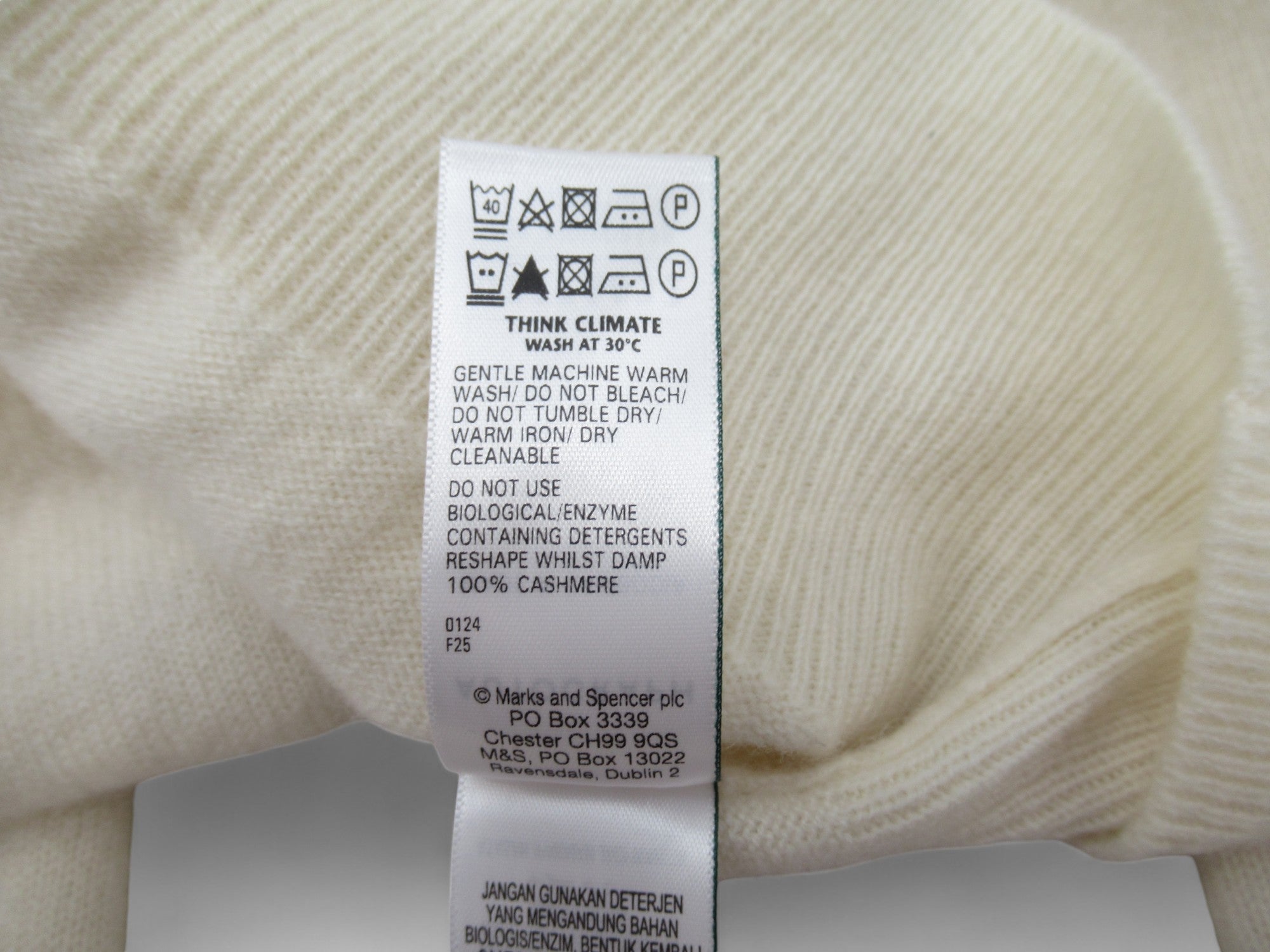 Care label image for Autograph UK 10 Ivory 100% Cashmere Jumper Womenswear | Preloved 