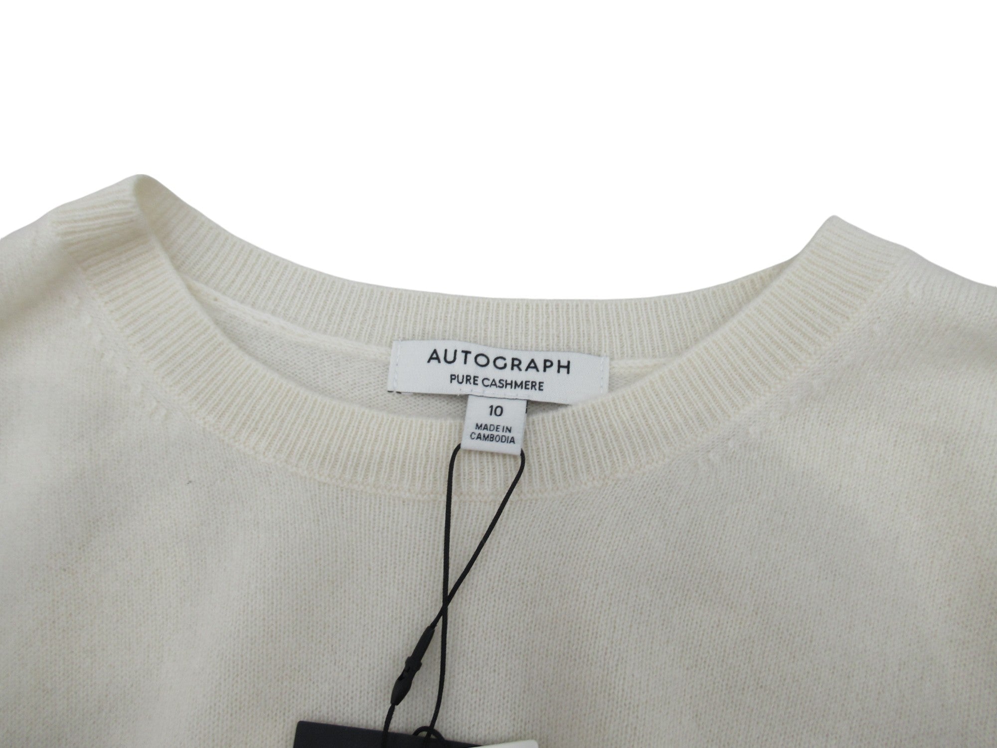 Close up neck image for Autograph UK 10 Ivory 100% Cashmere Jumper Womenswear | Preloved 