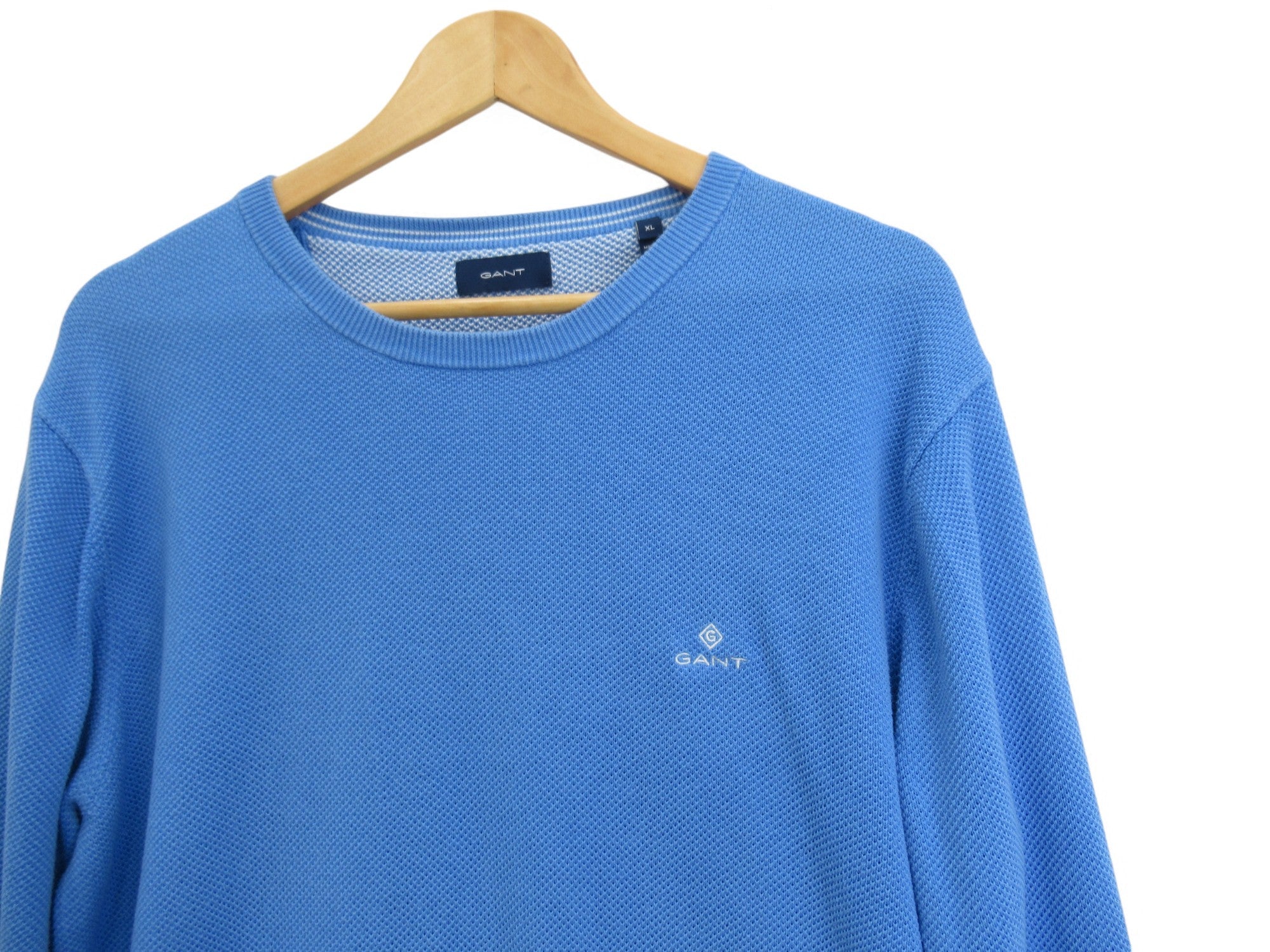 Front image for Gant XL Blue Cotton Crew Neck Jumper Menswear | Preloved 