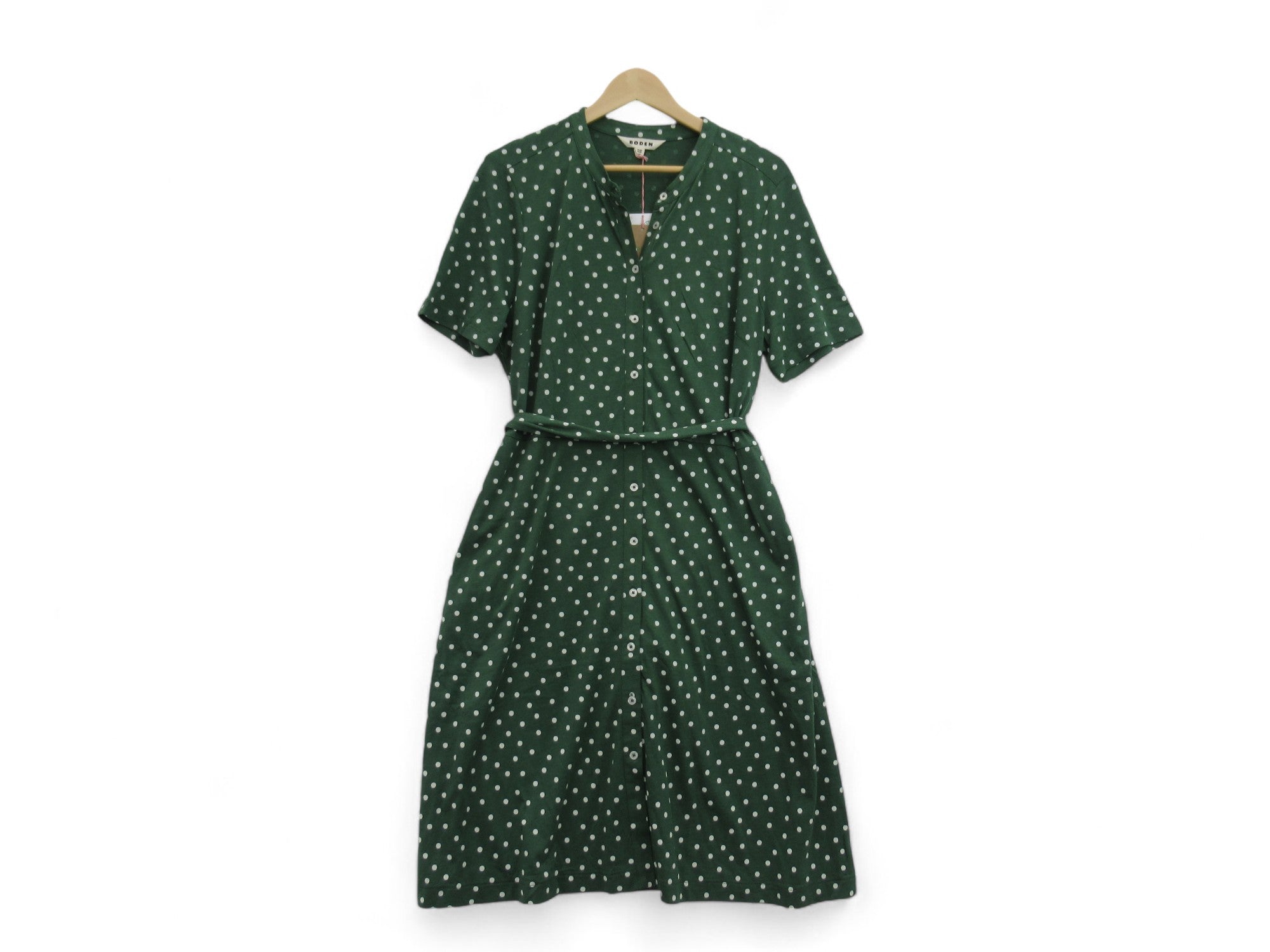 Front image for Boden UK 18R Green Midi Spotted Dress Womenswear | Preloved 