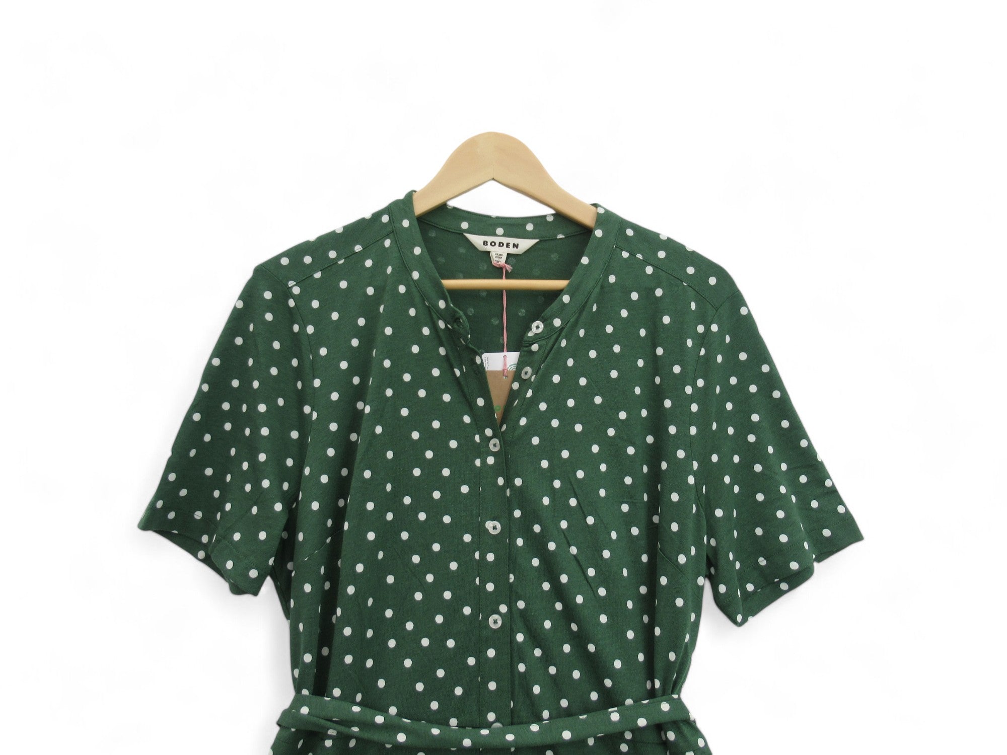 Top image for Boden UK 18R Green Midi Spotted Dress Womenswear | Preloved 