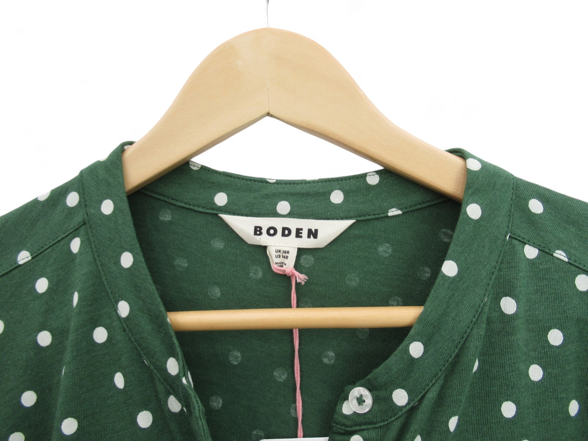 Brand label image for Boden UK 18R Green Midi Spotted Dress Womenswear | Preloved 