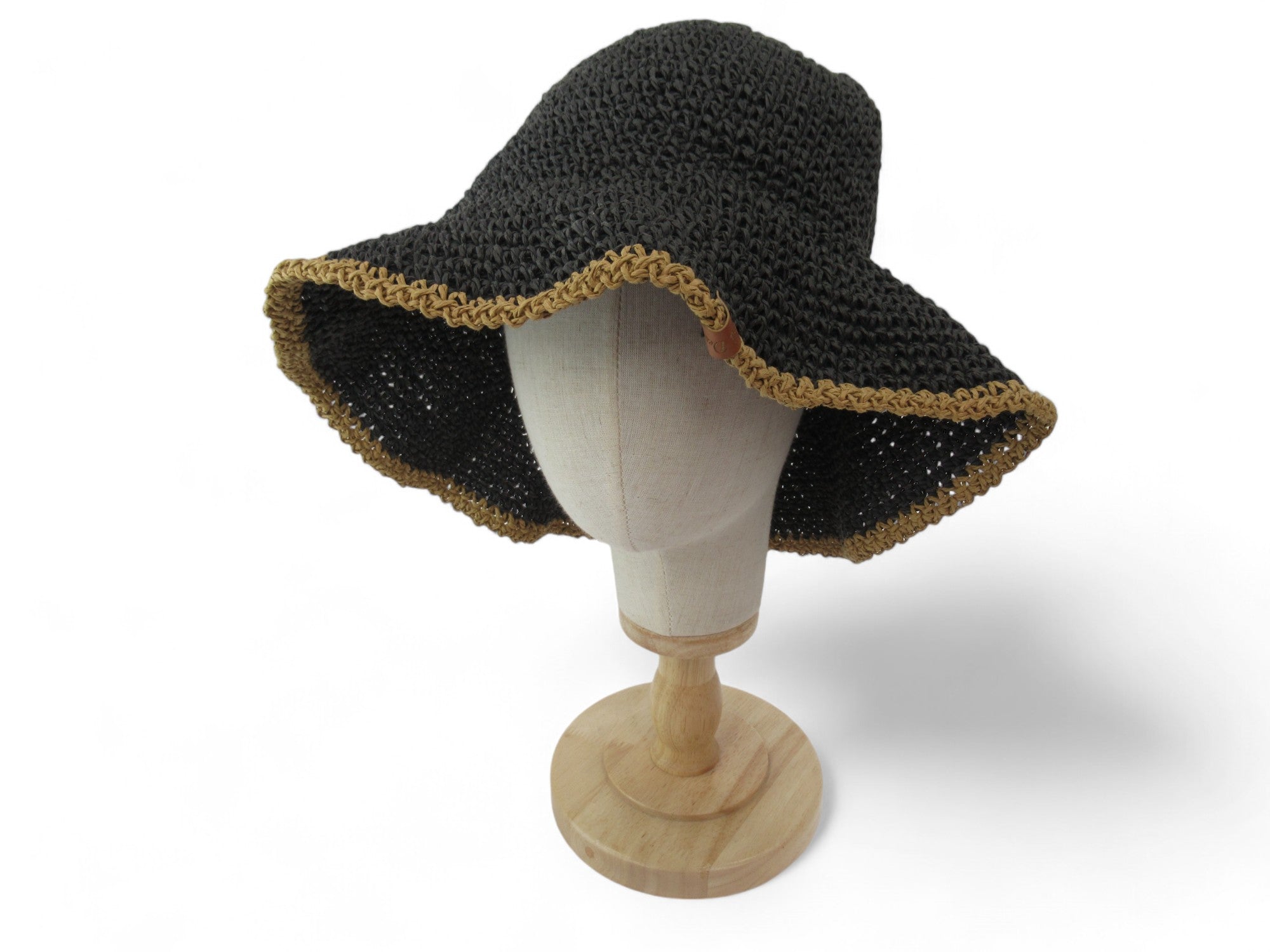 Front image for Ellies Design 60cm Brown Straw Floppy Hat Womenswear | Preloved