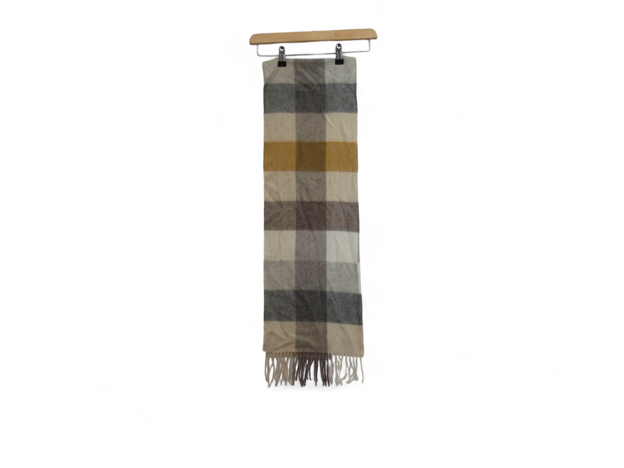 Front image for Kiltane Scotland Beige Check Cashmere Scarf Menswear | Preloved 