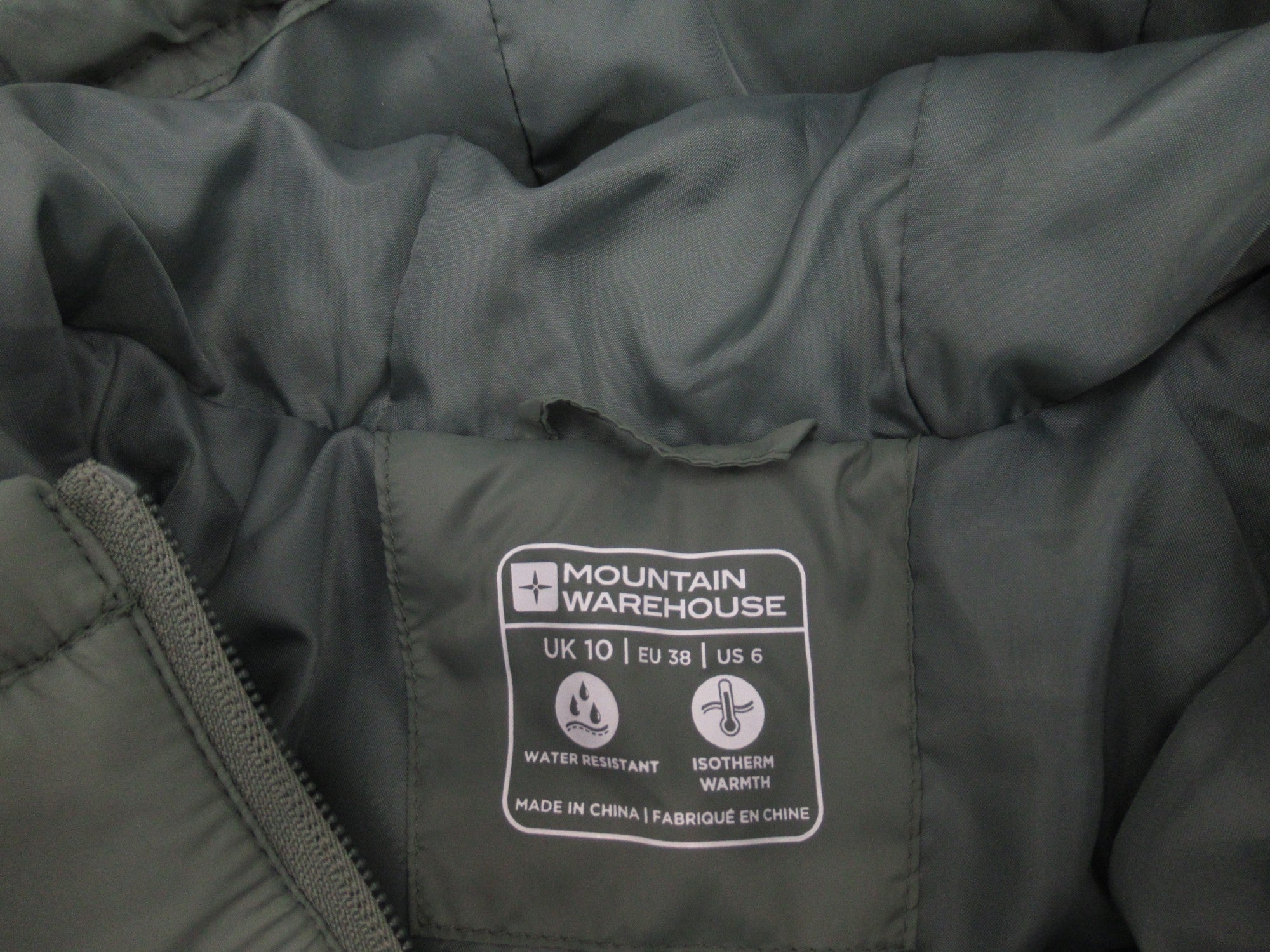 Brand label image for Mountain Warehouse UK 10 Green Padded Coat Womenswear | Preloved