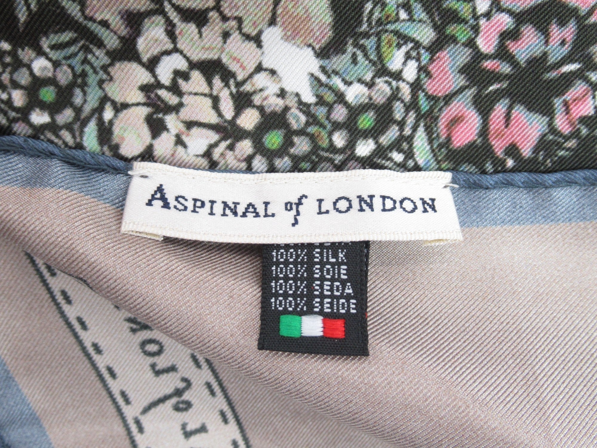 Care label image for Aspinal Of London 35"x35" Multicoloured Peacock Scarf Womenswear | Preloved 