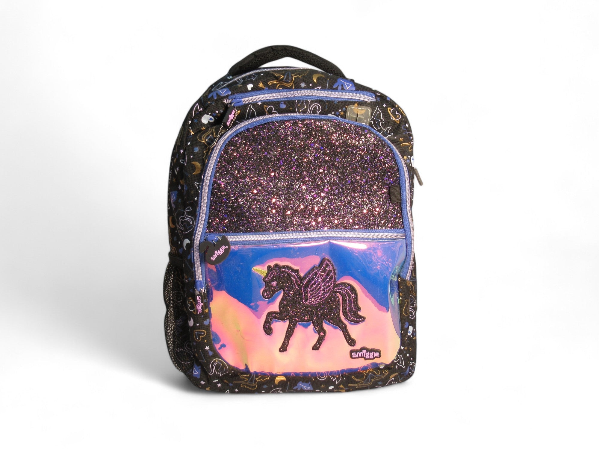 Front image for Smiggle Rucksack Backpack Black Unicorn Womenswear |Preloved 