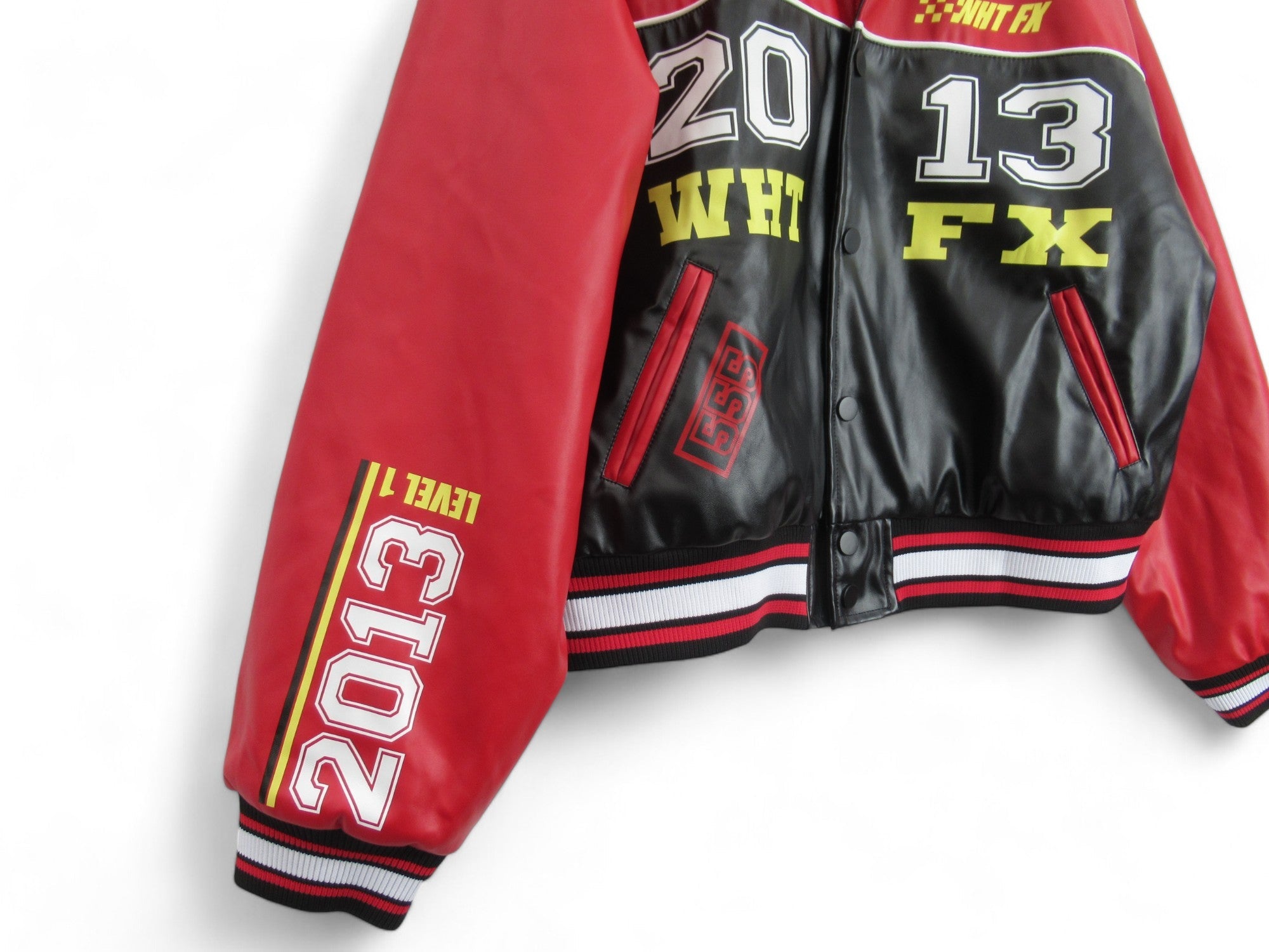 Sleeve image for White Fox Unlimited M/L Black Red Bomber Jacket Menswear | Preloved  