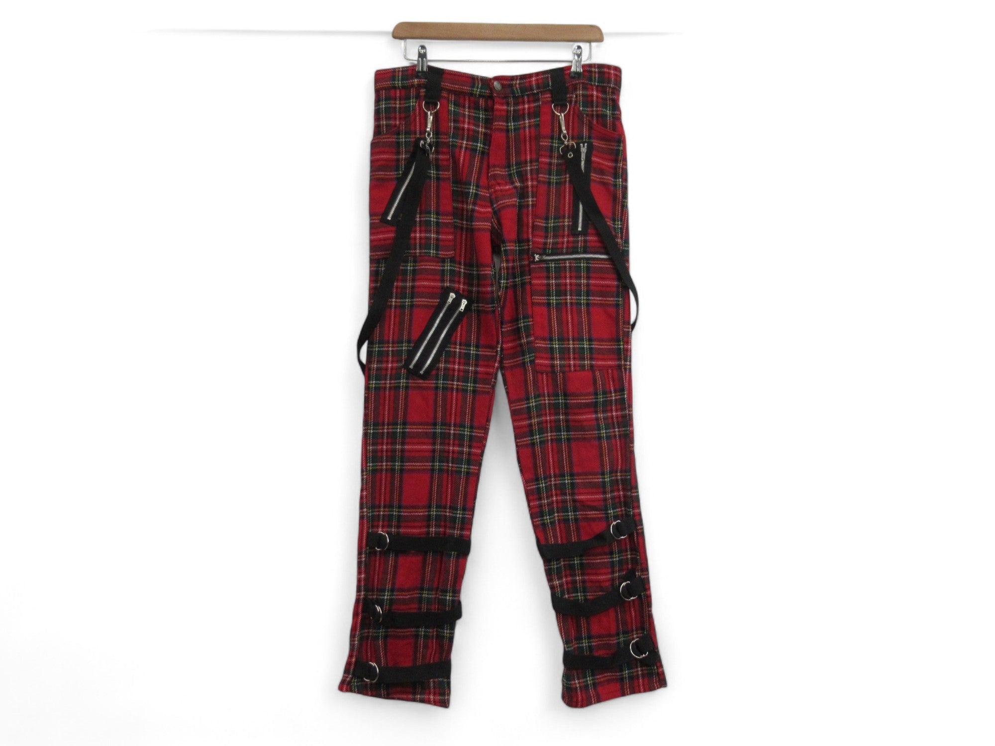 Front image for Tiger Of London W32 L31 Red Tartan Punk Rock Trousers Menswear | Preloved