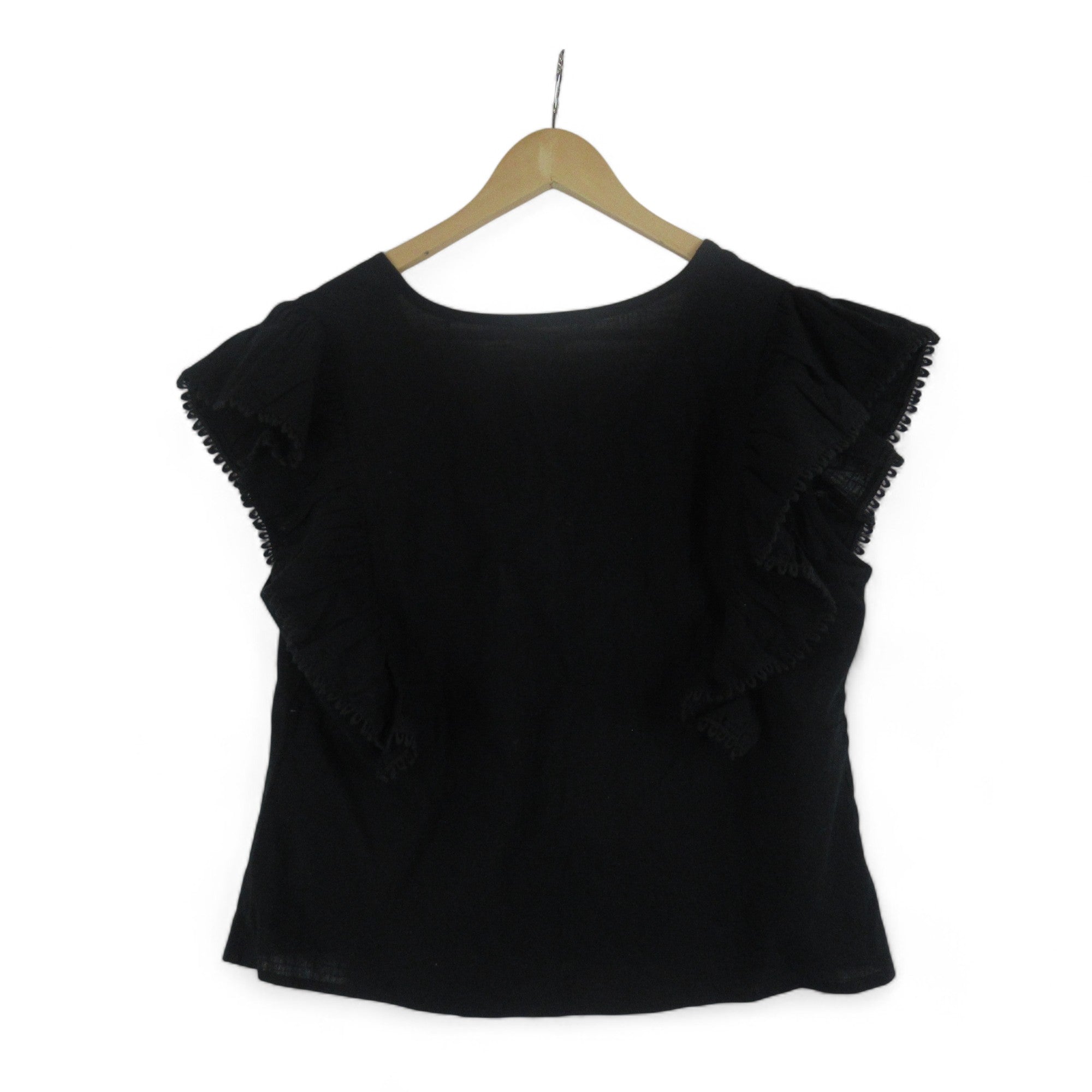 back image for Laura Ashley UK 16 Black Frill Top Cotton Womenswear | Preloved 